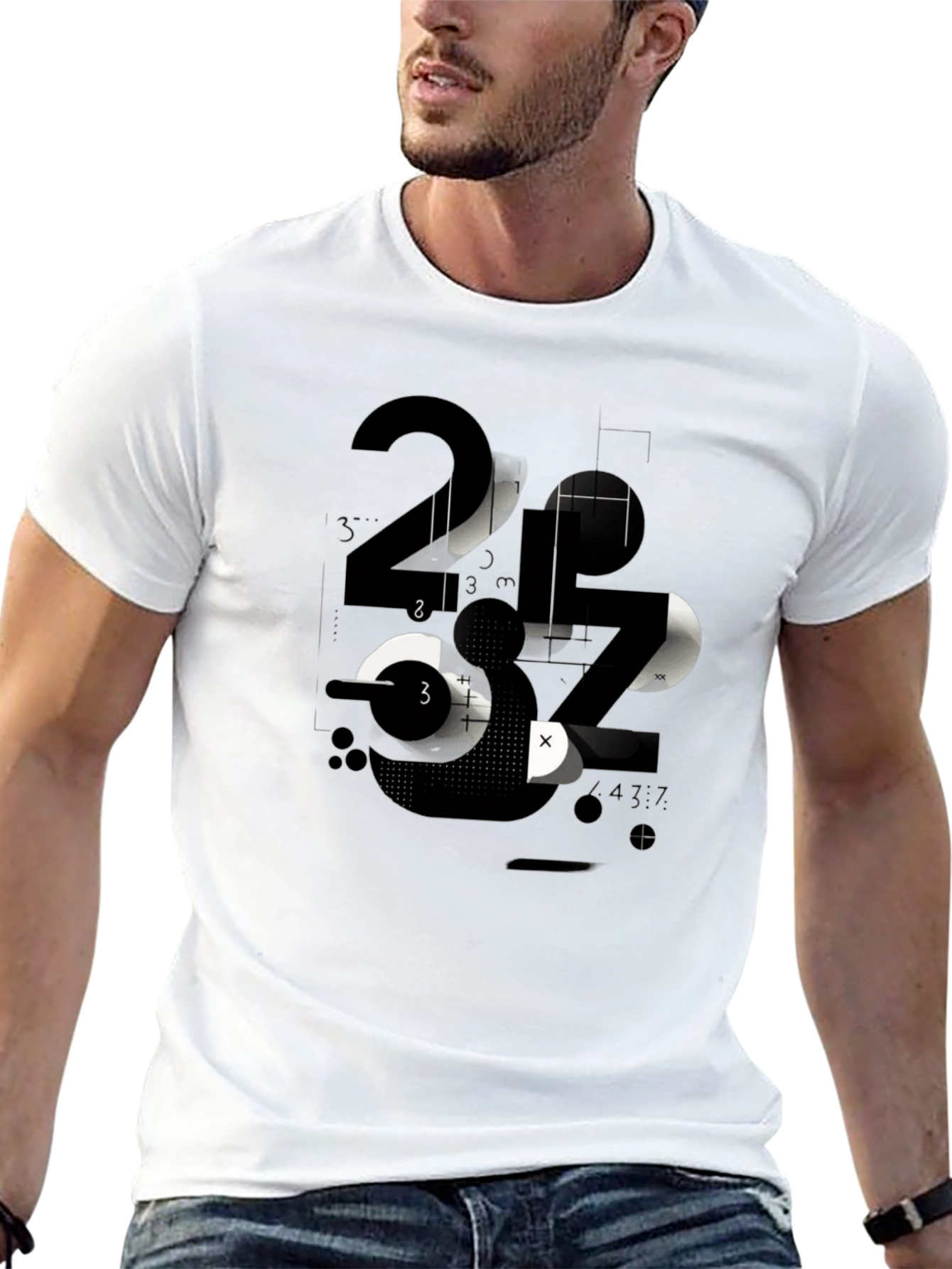 Abstract Graphic Print Mens Black T-Shirt