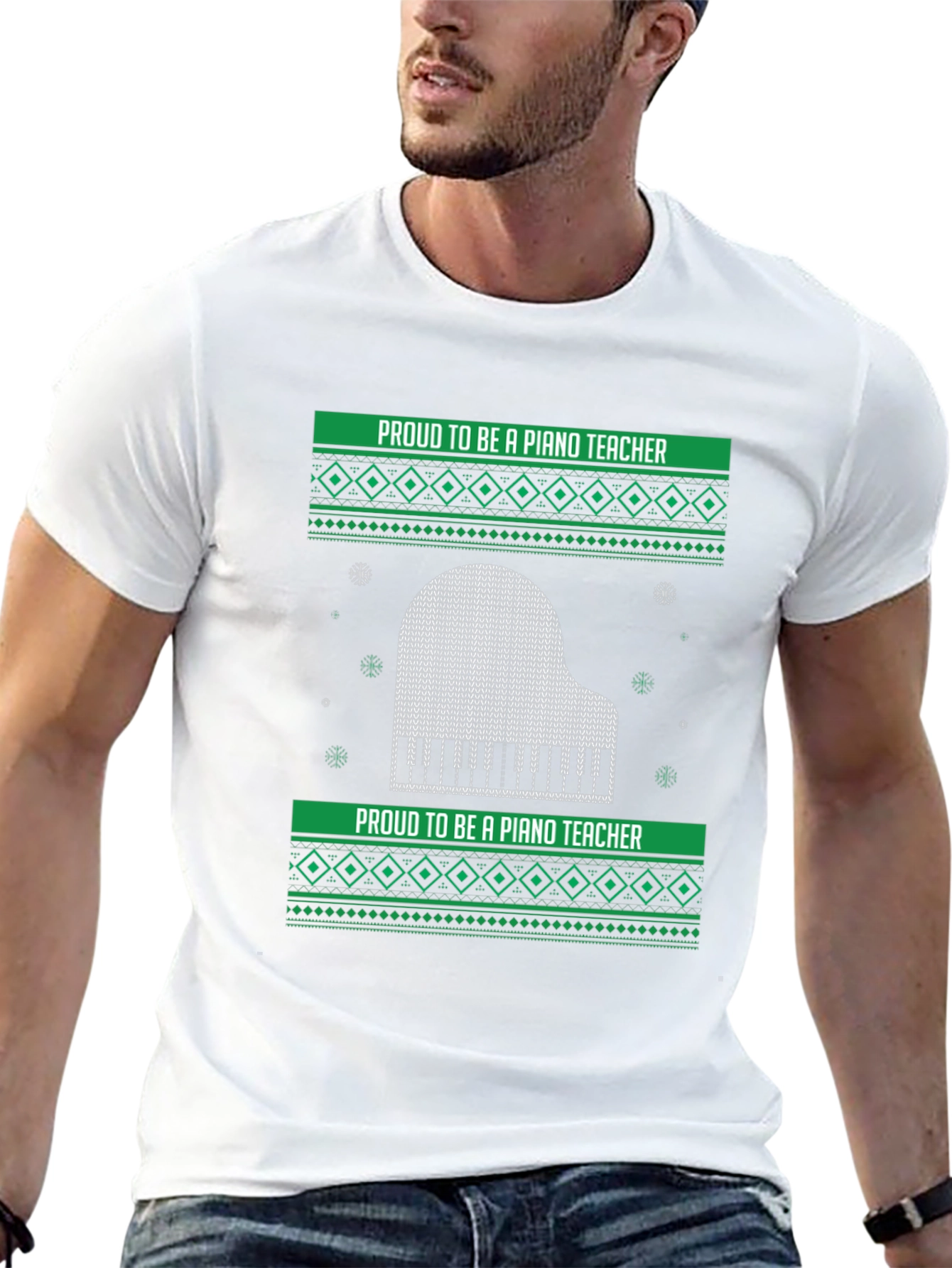 Proud Piano Teacher Ugly Christmas Sweater T-Shirt