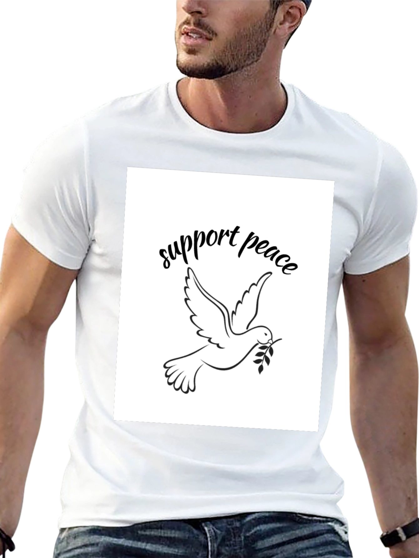 Support Peace Dove Graphic Black T-Shirt
