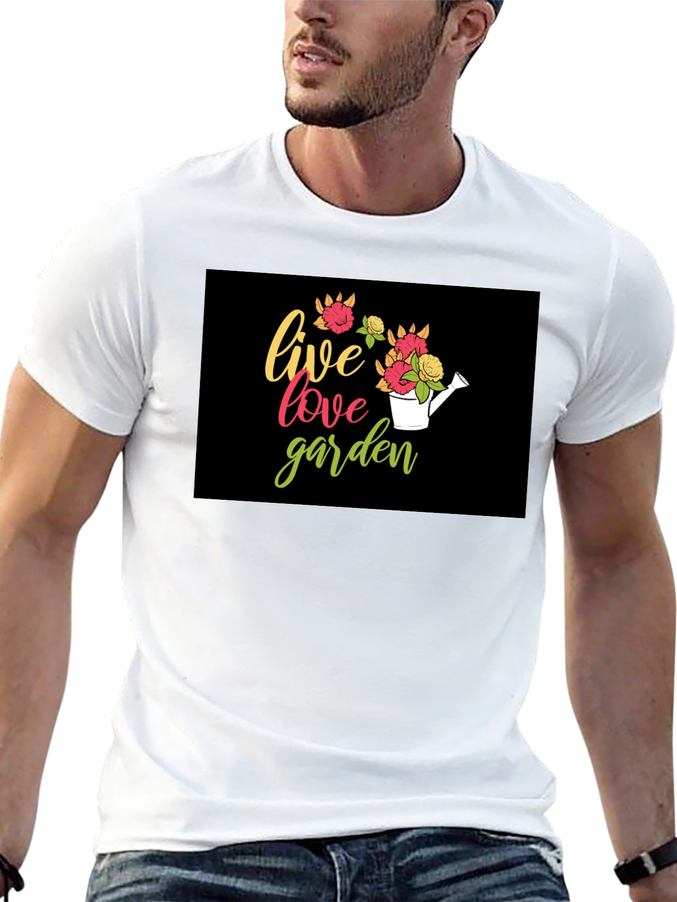 Live Love Garden T-Shirt - Floral Watering Can