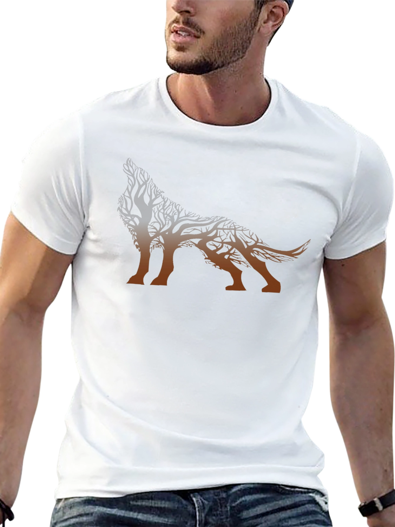Tree Wolf Graphic T-Shirt - Nature Inspired Design