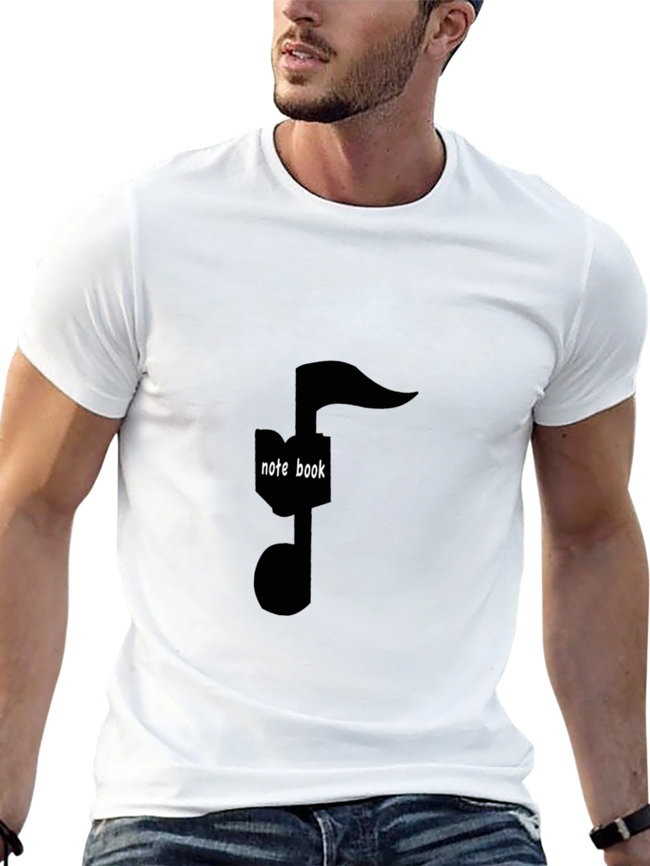 Musical Note Notebook Graphic Tee - Stylish Black T-Shirt