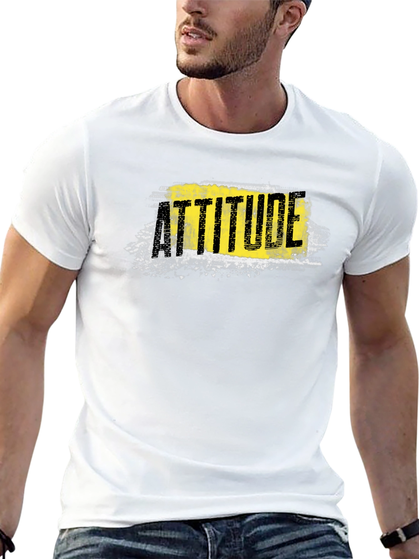Attitude Graphic Print Black T-Shirt