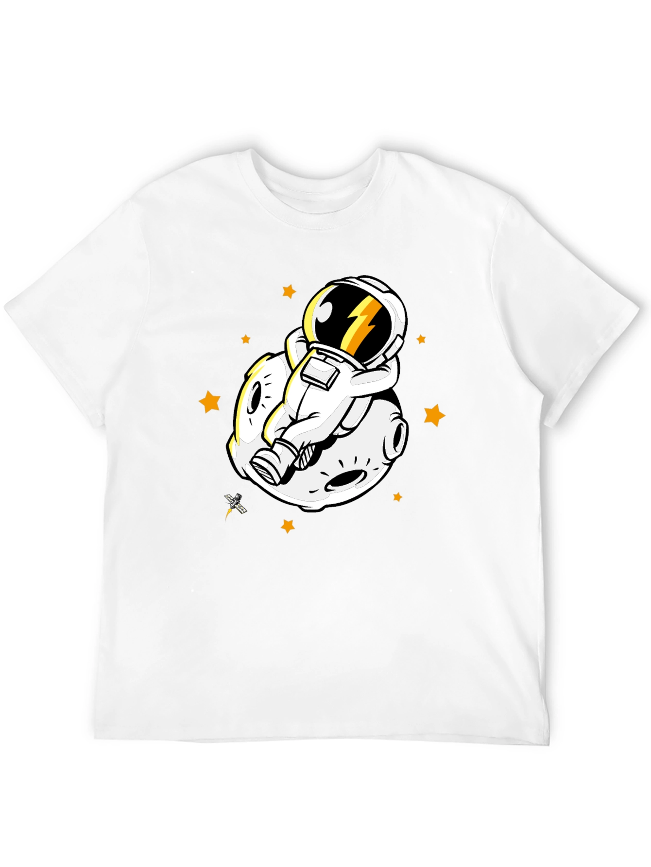Astronaut on Moon Graphic Tee - Black Cotton Blend