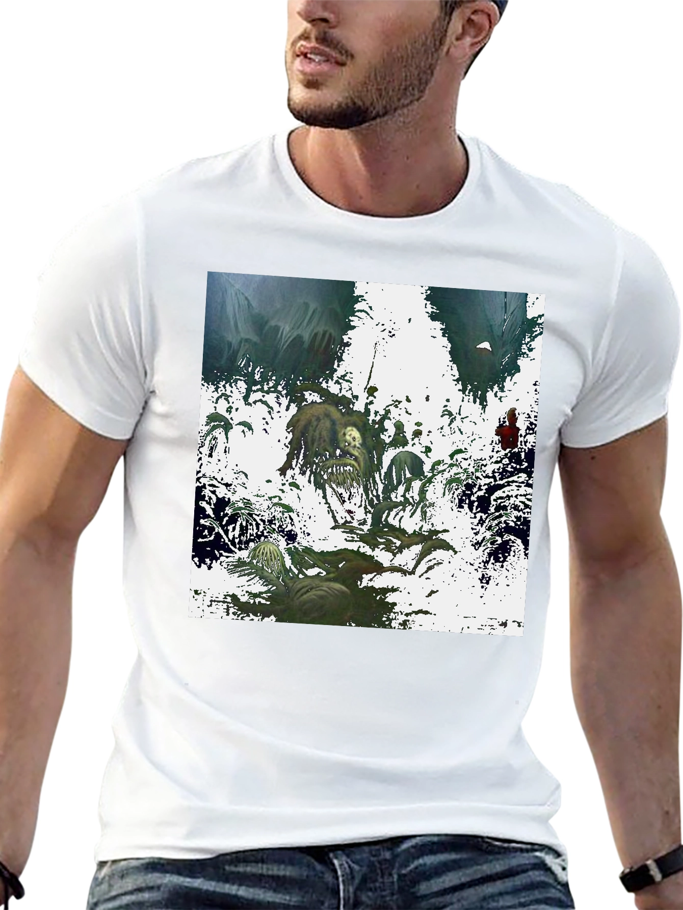 Artistic Graphic Print Black T-Shirt