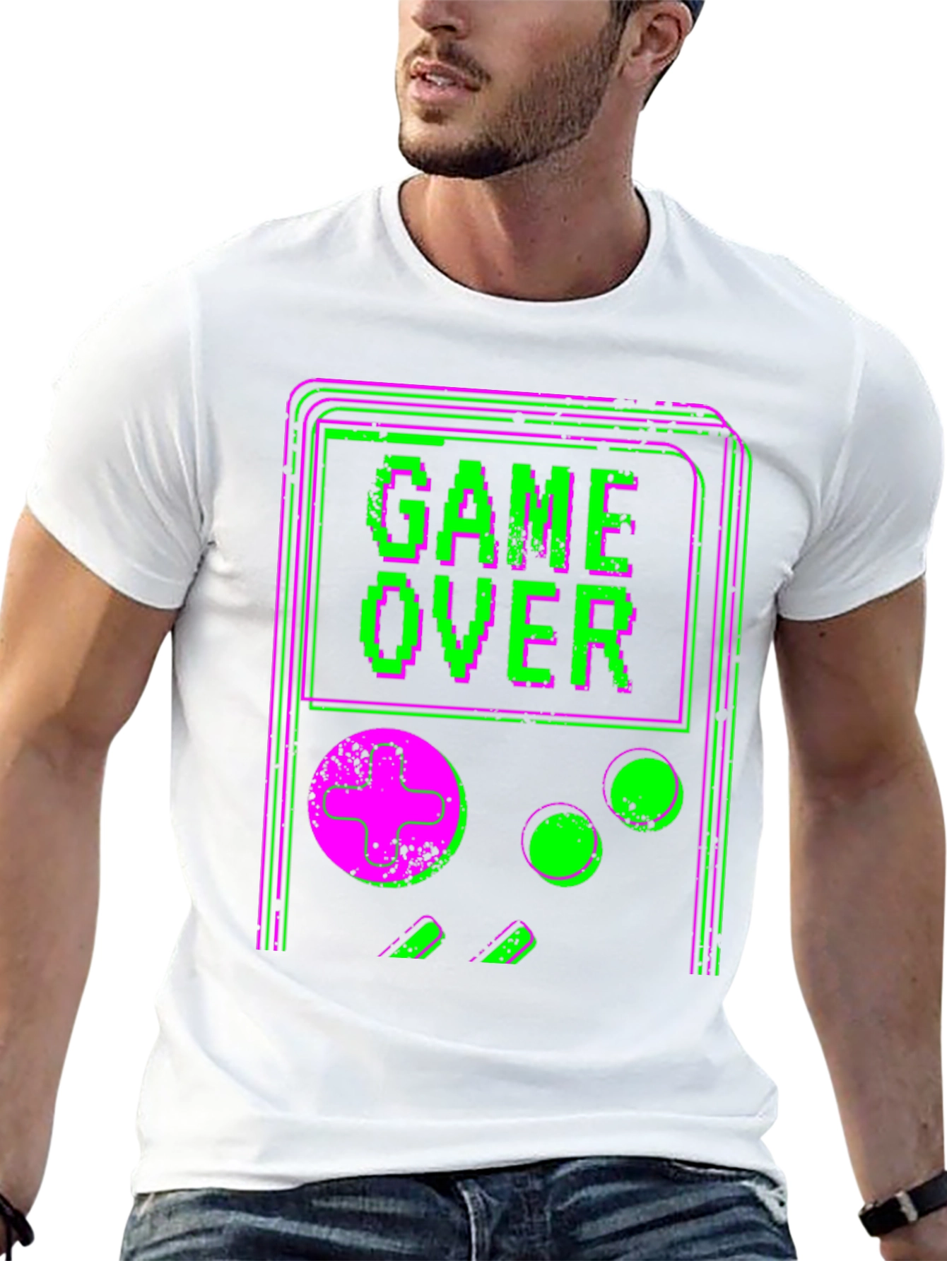 Game Over Retro Graphic Tee - Black Cotton T-Shirt