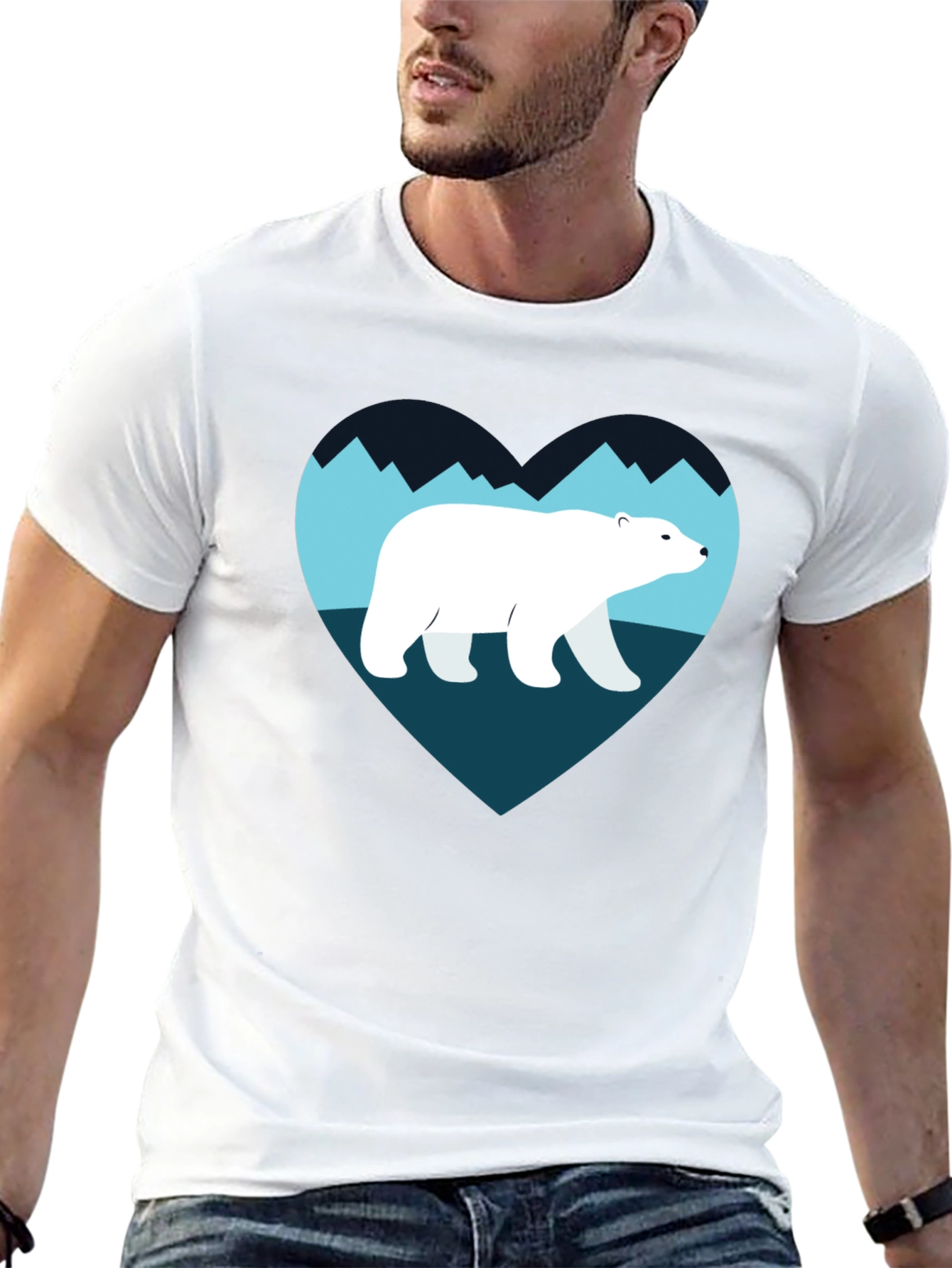 Polar Bear Heart Graphic T-Shirt