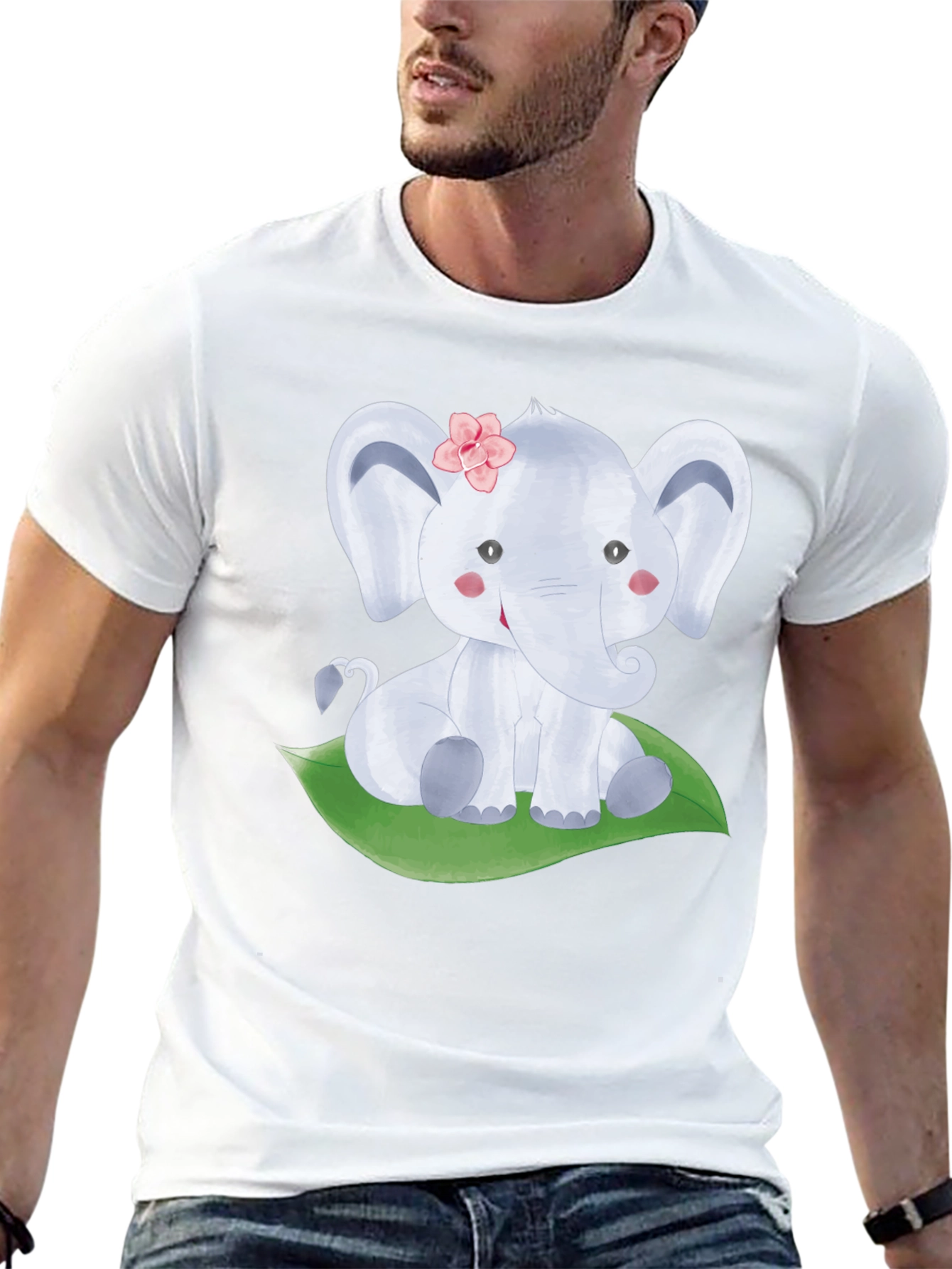 Cute Elephant Graphic Tee - Unisex Black T-Shirt