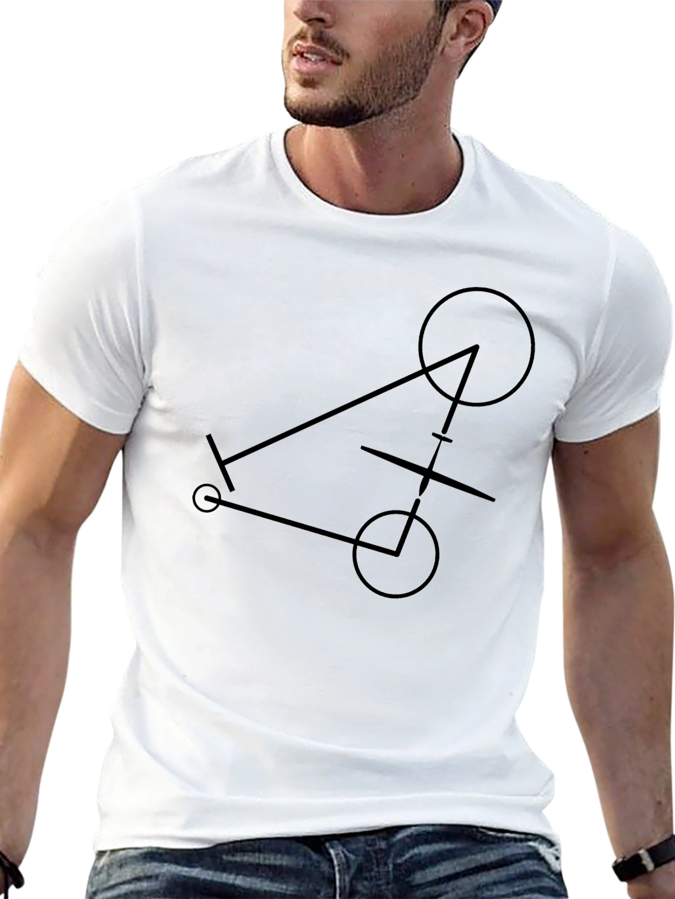 Abstract Geometric Graphic Tee - Black