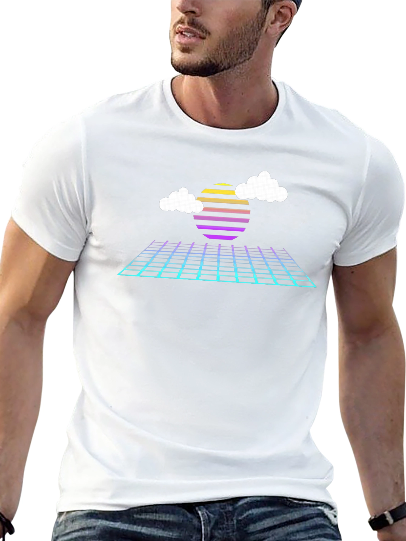 Retro Sunset Grid T-Shirt