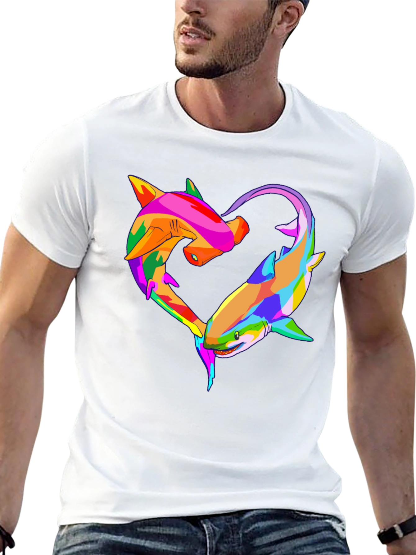 Shark Love Heart Graphic T-Shirt