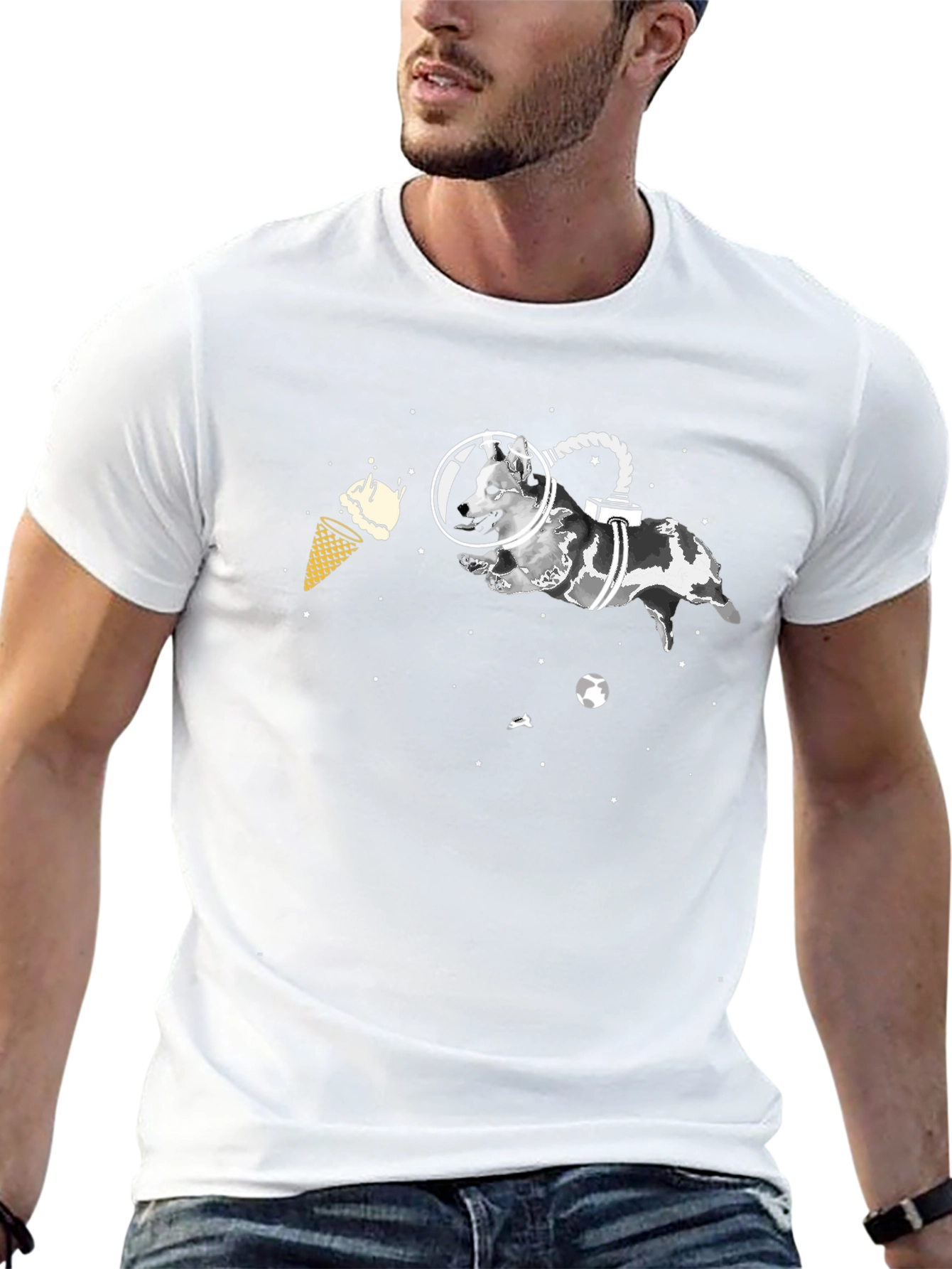Space Dog Black T-Shirt