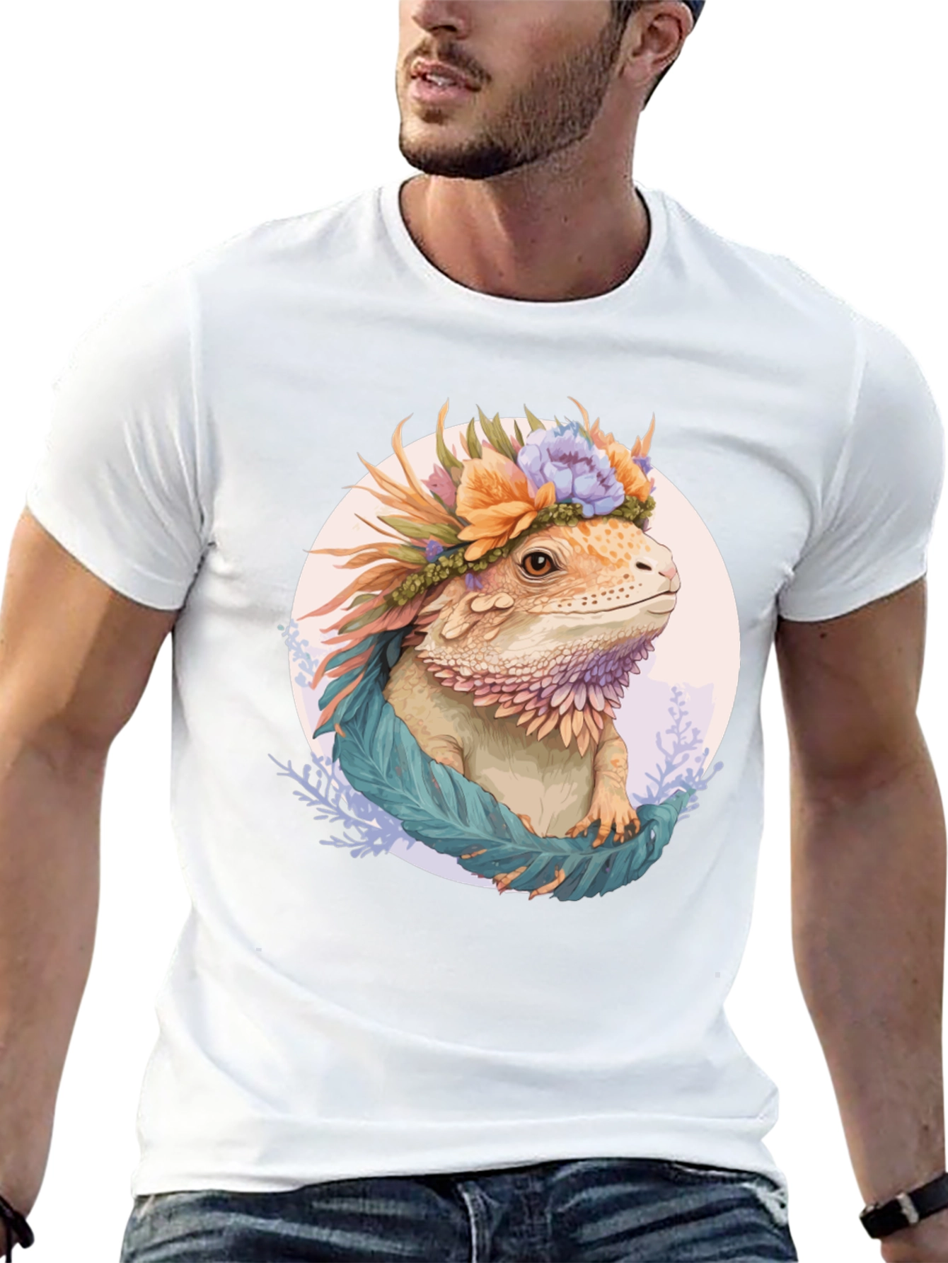 Bearded Dragon Floral Crown Graphic Tee
