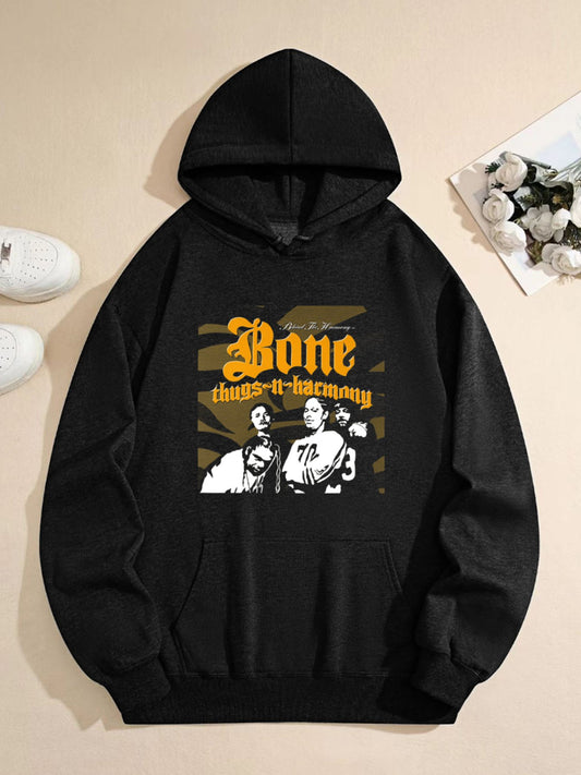 Vintage Hip-Hop Streetwear Hoodie – 90s Rap Group Graphic Pullover, Retro Music-Inspired Oversized Sweatshirt for Men & Women