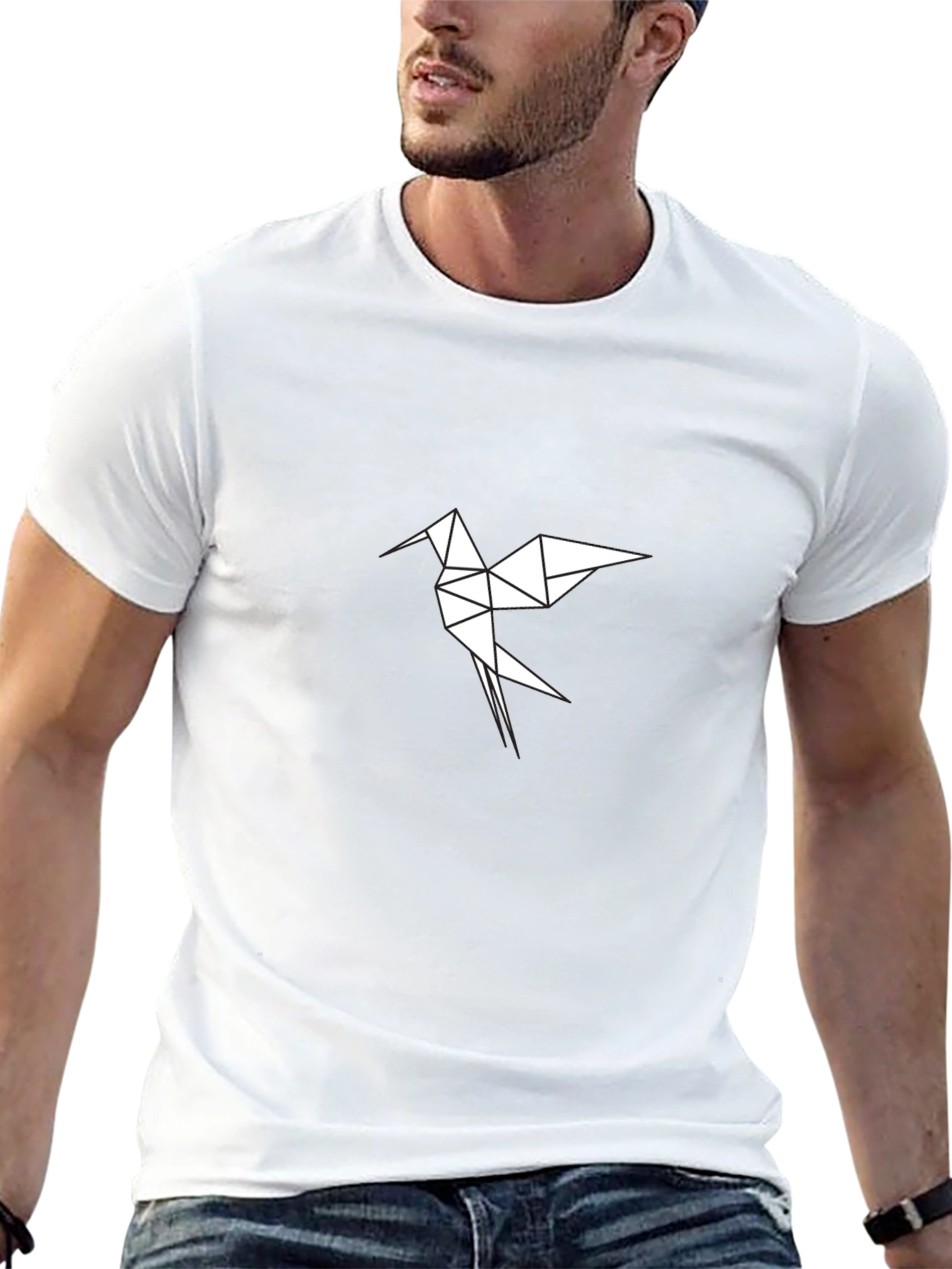 Geometric Bird Black T-Shirt