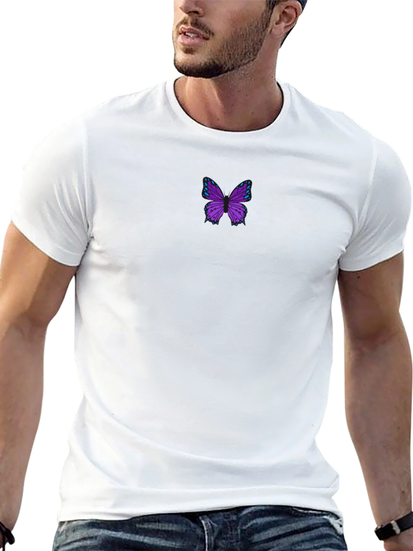 Butterfly Graphic Tee - Stylish Black Cotton Blend