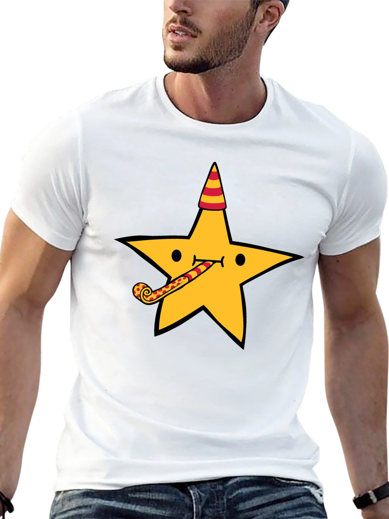 Party Star Graphic Tee - Fun Black T-Shirt