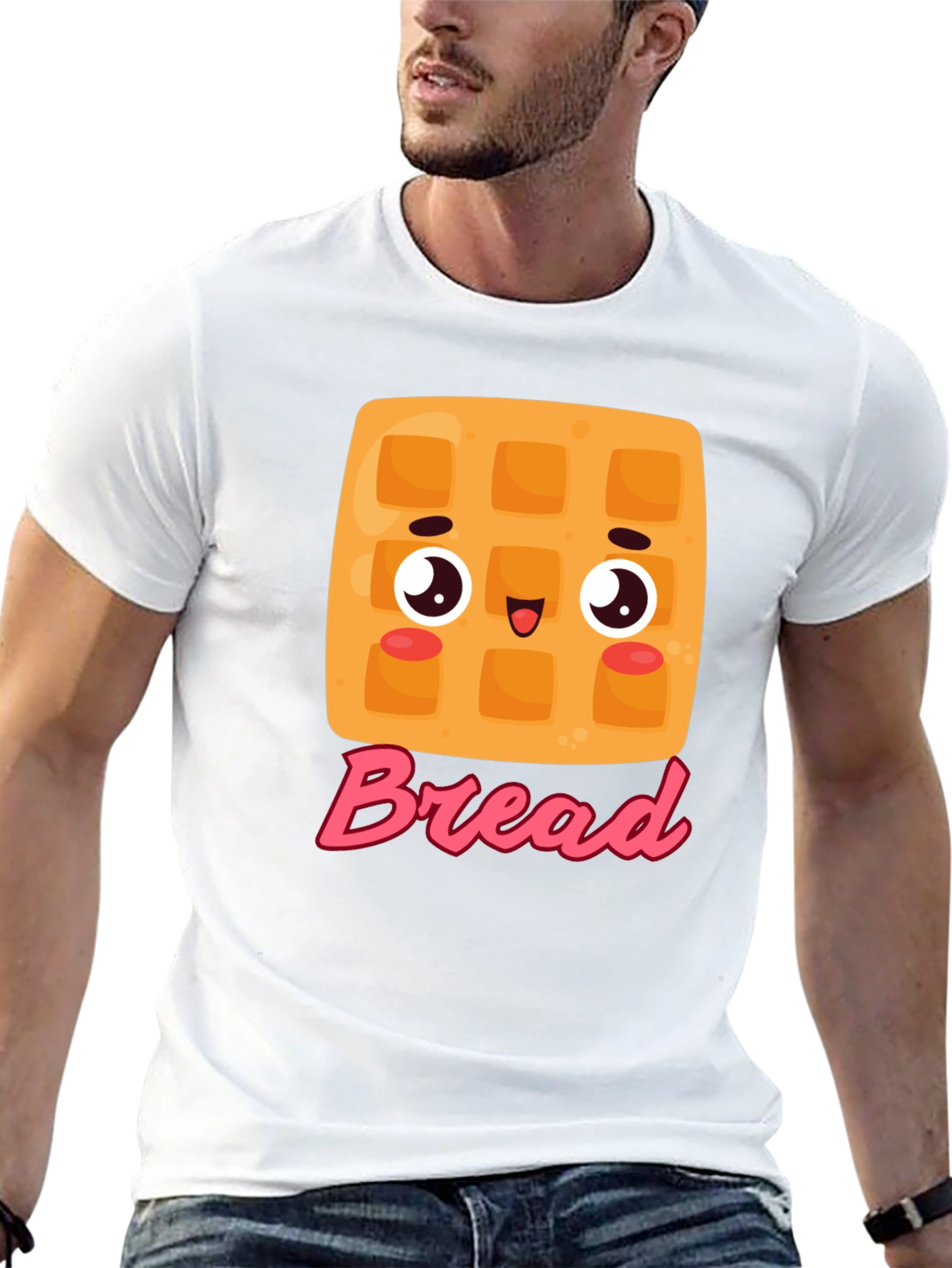 Cute Cartoon Waffle Bread Graphic Tee