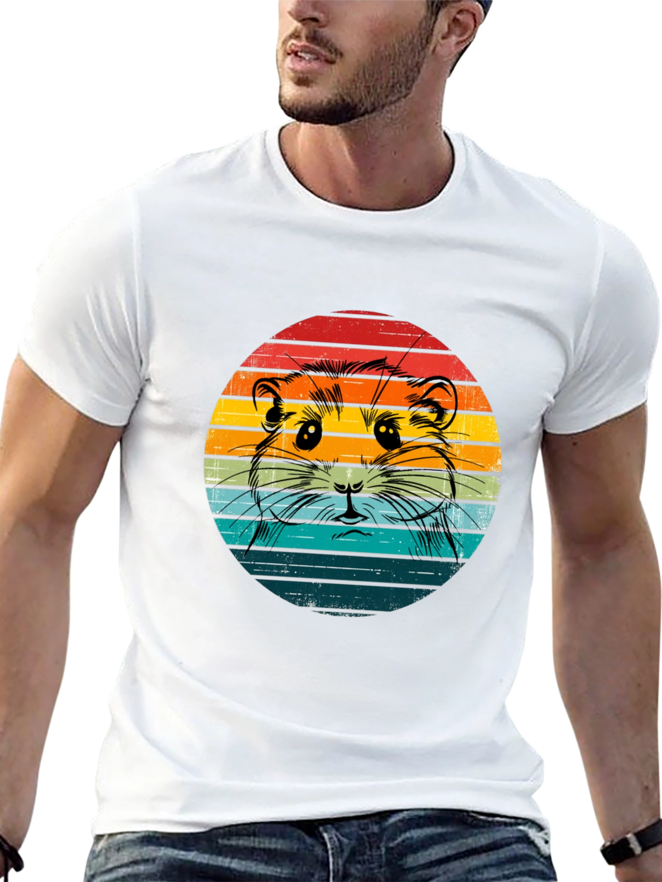 Retro Hamster T-Shirt - Sunset Design