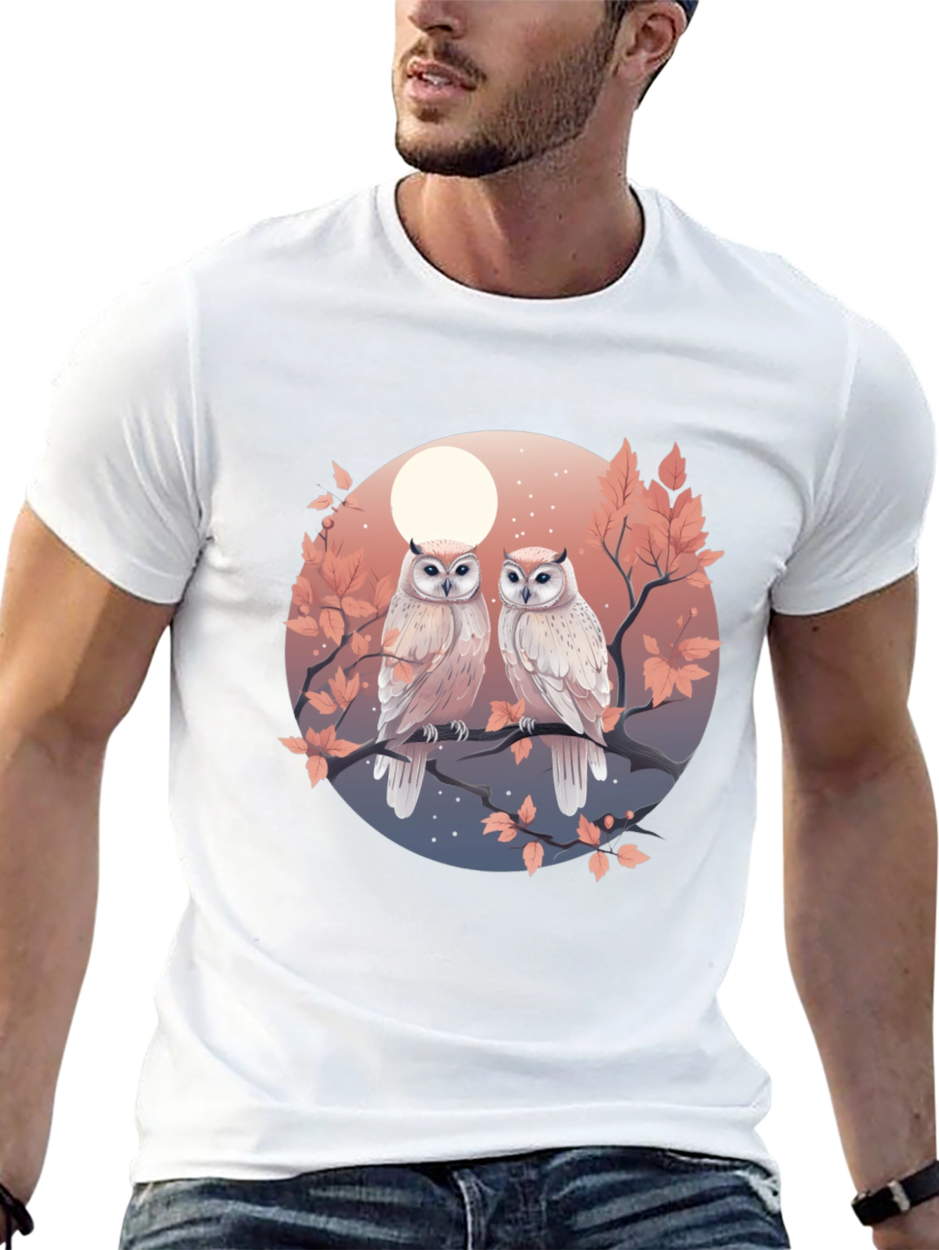 Owl Moon Graphic Tee - Unique Bird Lover Design