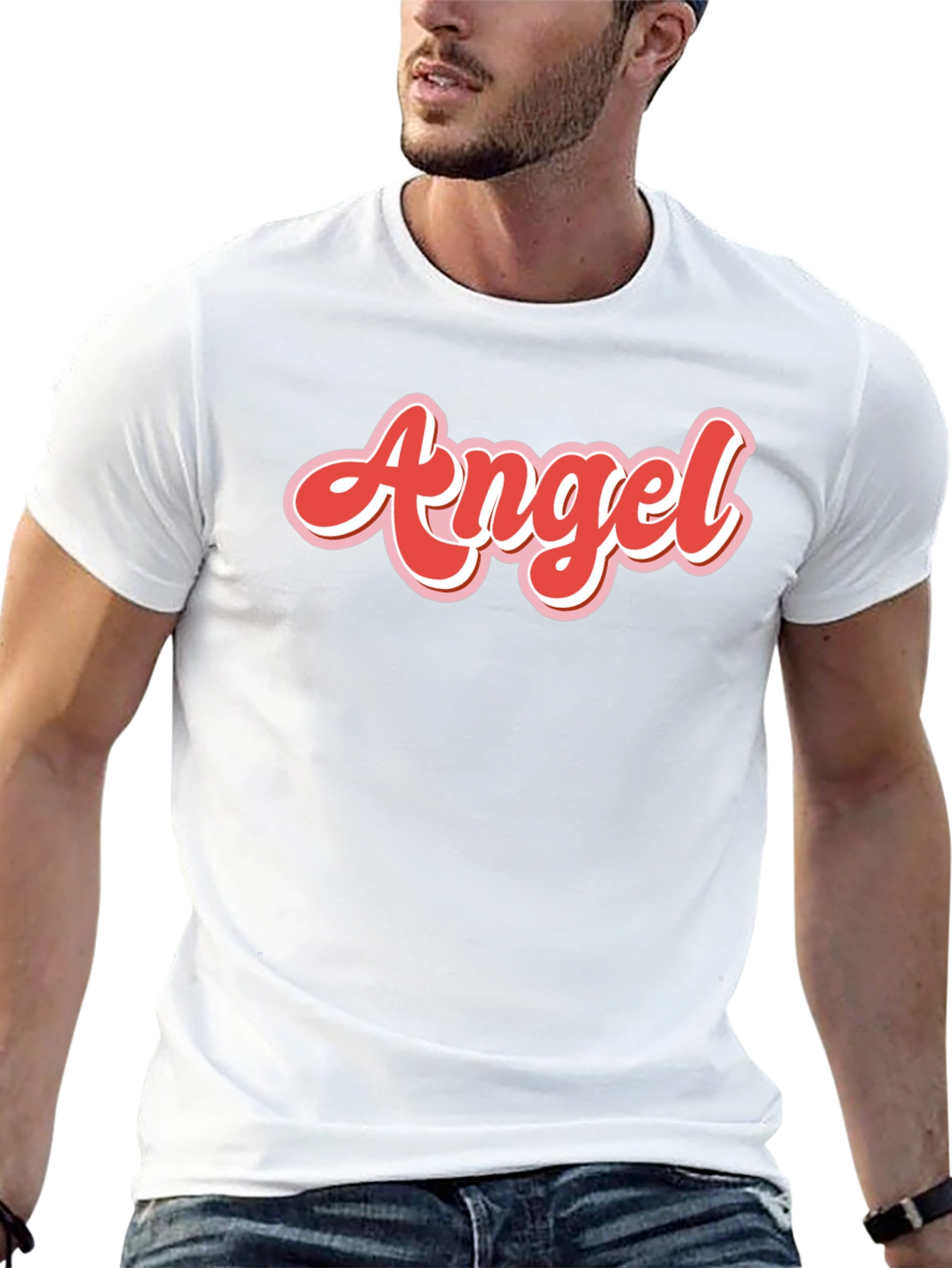 Angel Graphic Print Mens Black T-Shirt