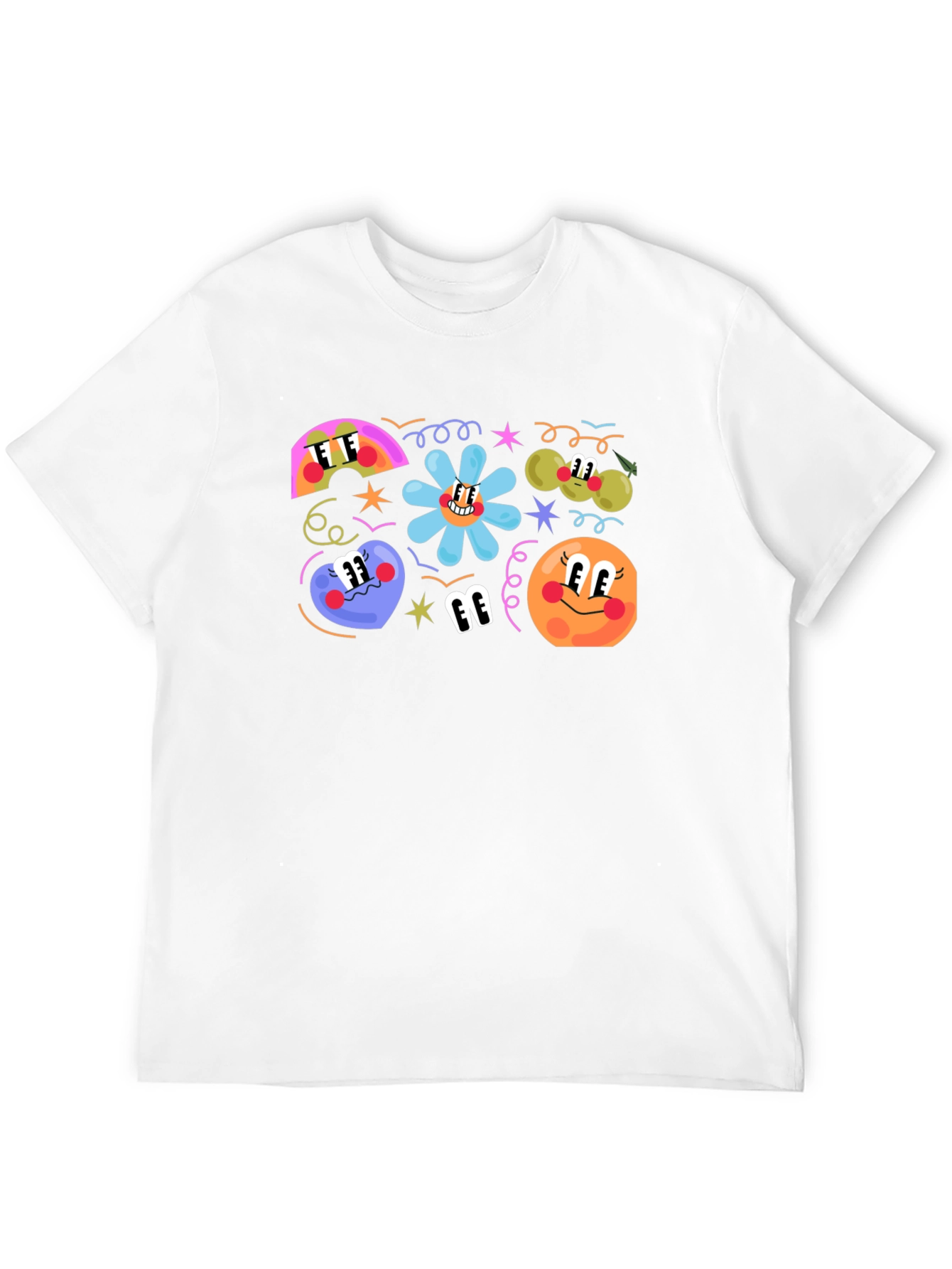Retro Cartoon Print Black T-Shirt