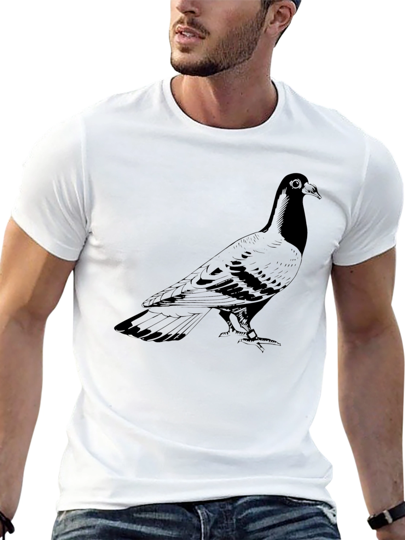 Pigeon Graphic Print T-Shirt - Mens Black Tee