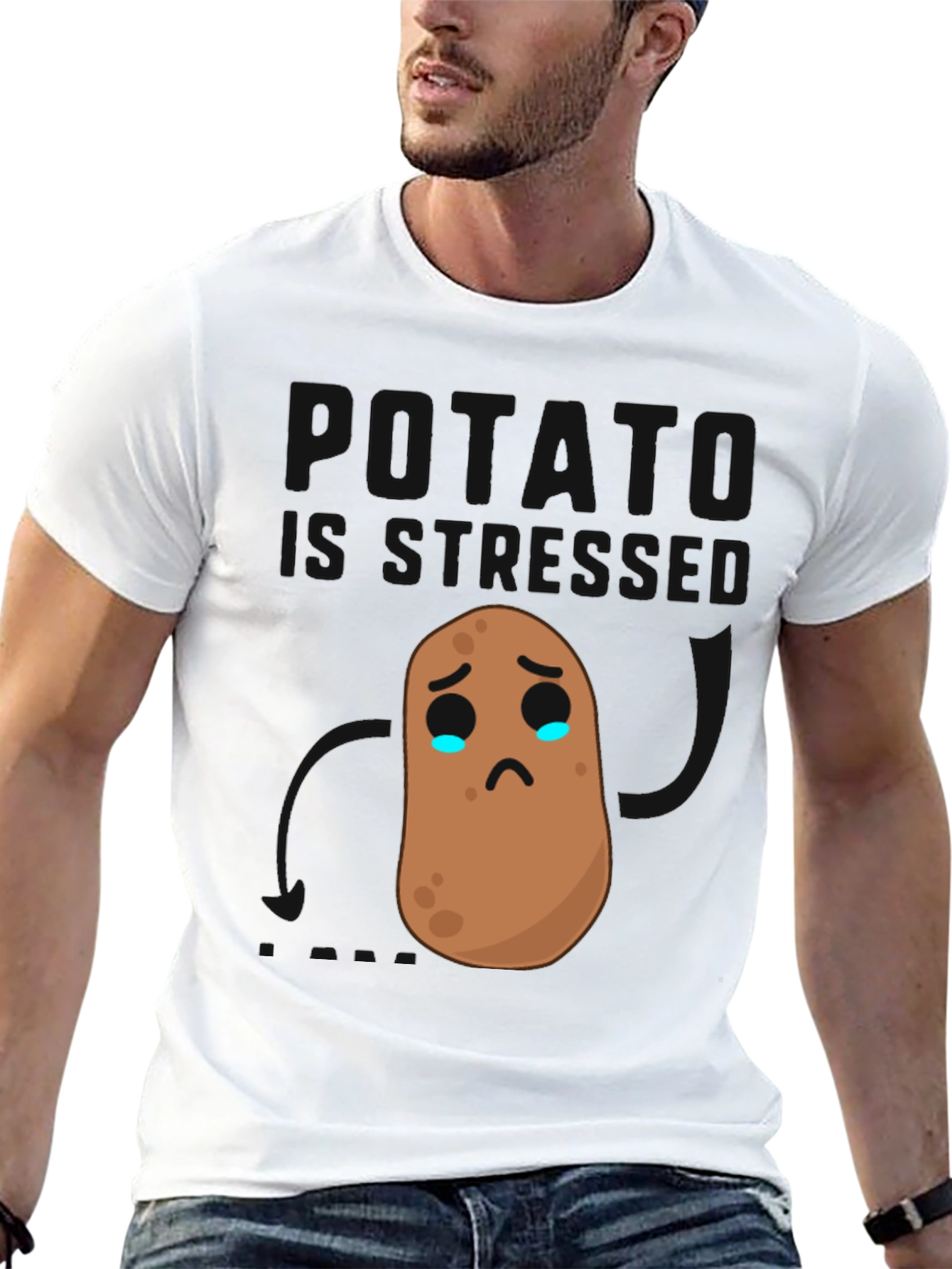 Sad Potato Graphic Tee - Black Cotton Comfort