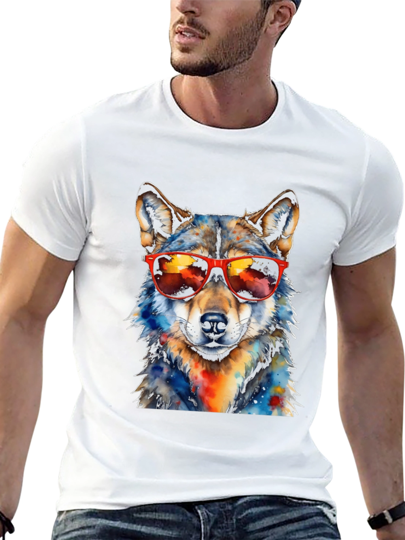 Cool Wolf Graphic Tee - Mens Black T-Shirt