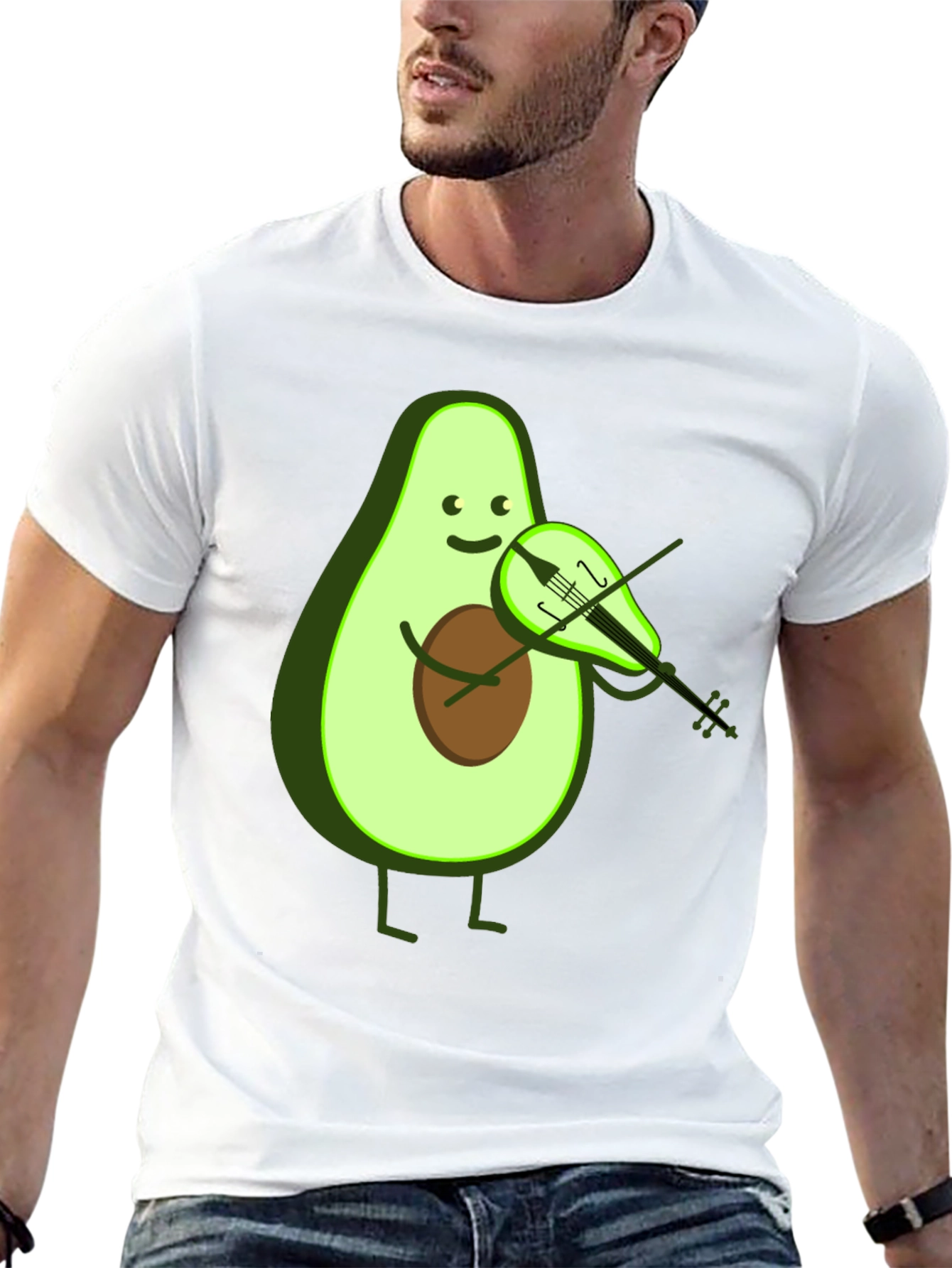 Funny Avocado Playing Violin T-Shirt