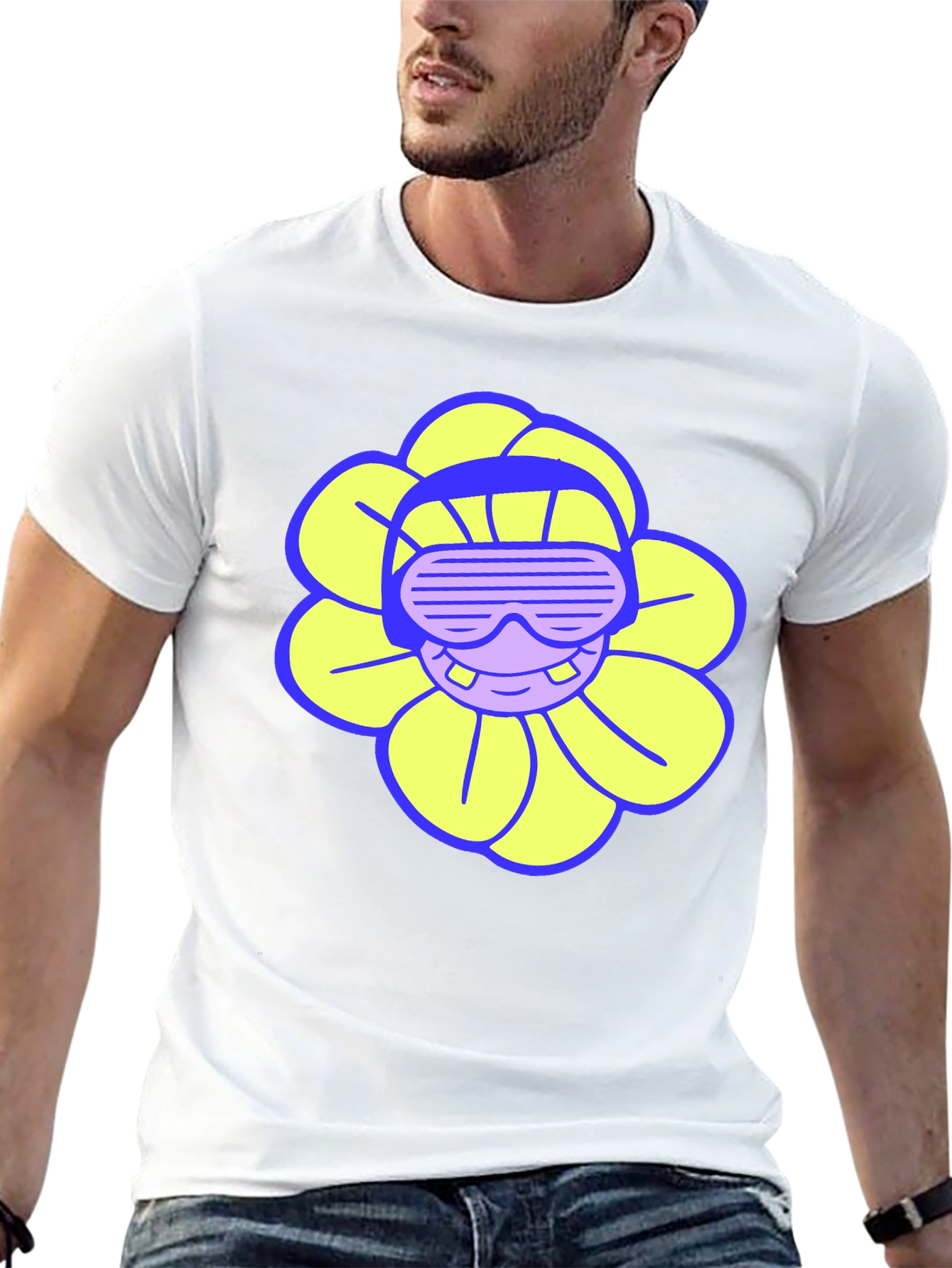 Cool Flower Tee - Black Cotton T-Shirt