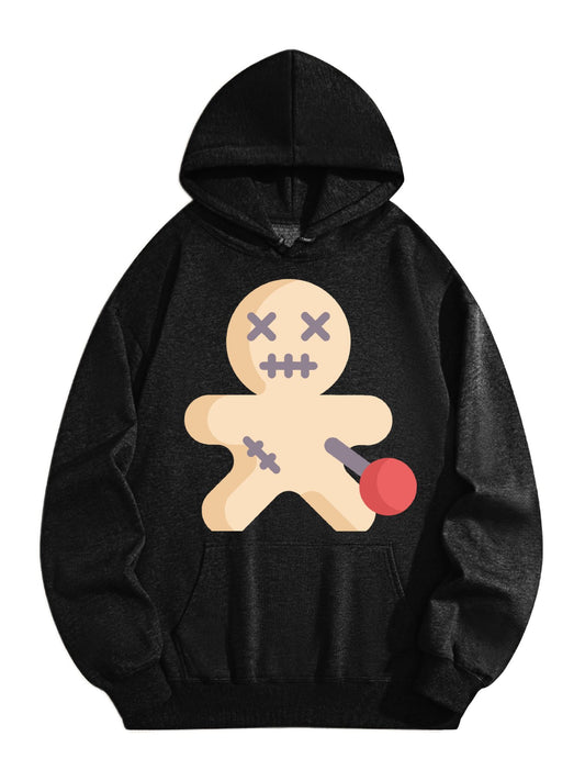 Funny Ginger Doll Hoodie – Cute Spooky Voodoo-Inspired Graphic Sweatshirt, Playful Cartoon Design for Halloween & Everyday Wear
