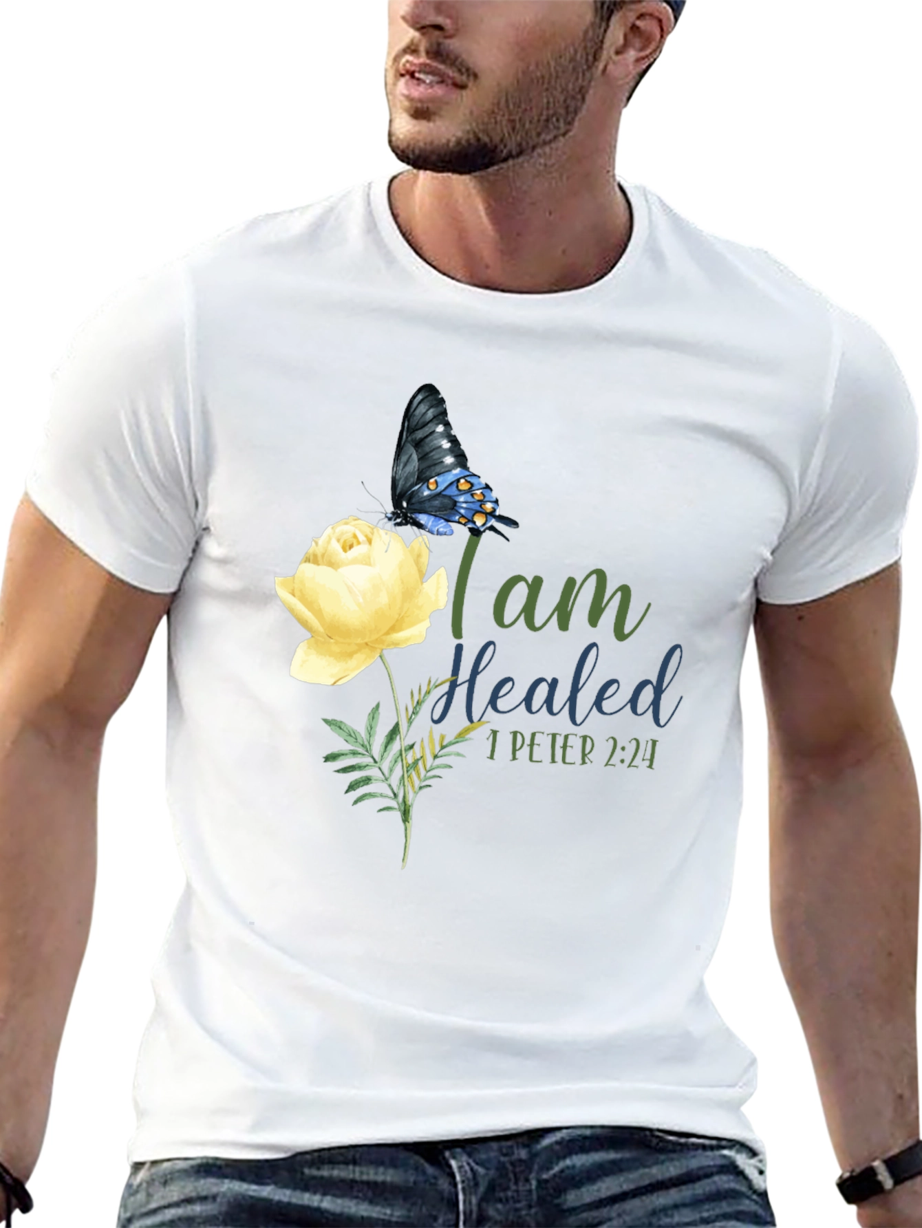 I Am Healed Butterfly & Rose Graphic T-Shirt
