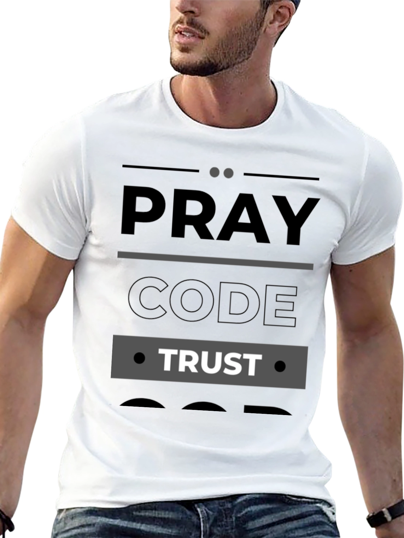 Pray Code Trust Graphic T-Shirt - Mens Black Tee