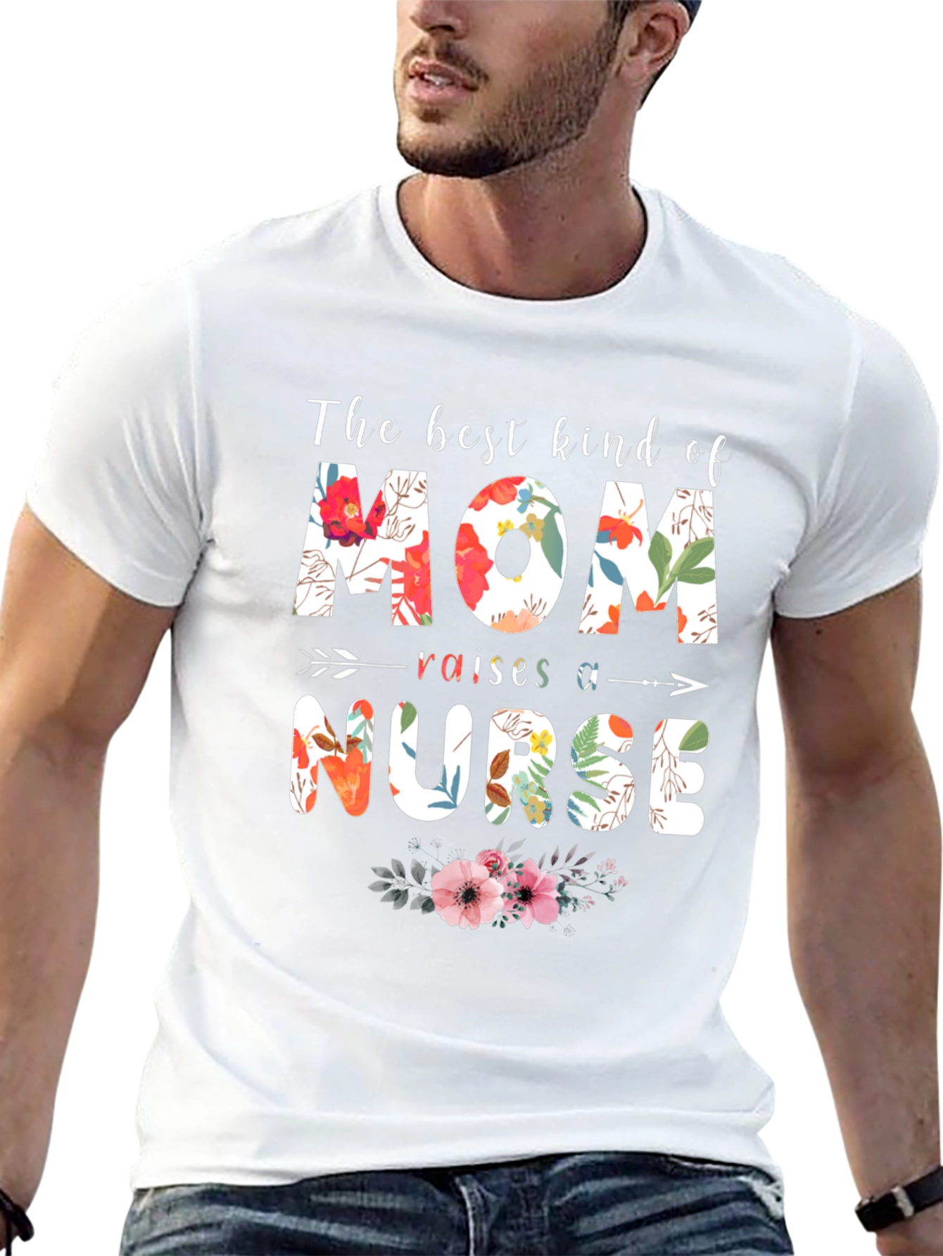 Floral Mom Raises a Nurse T-Shirt