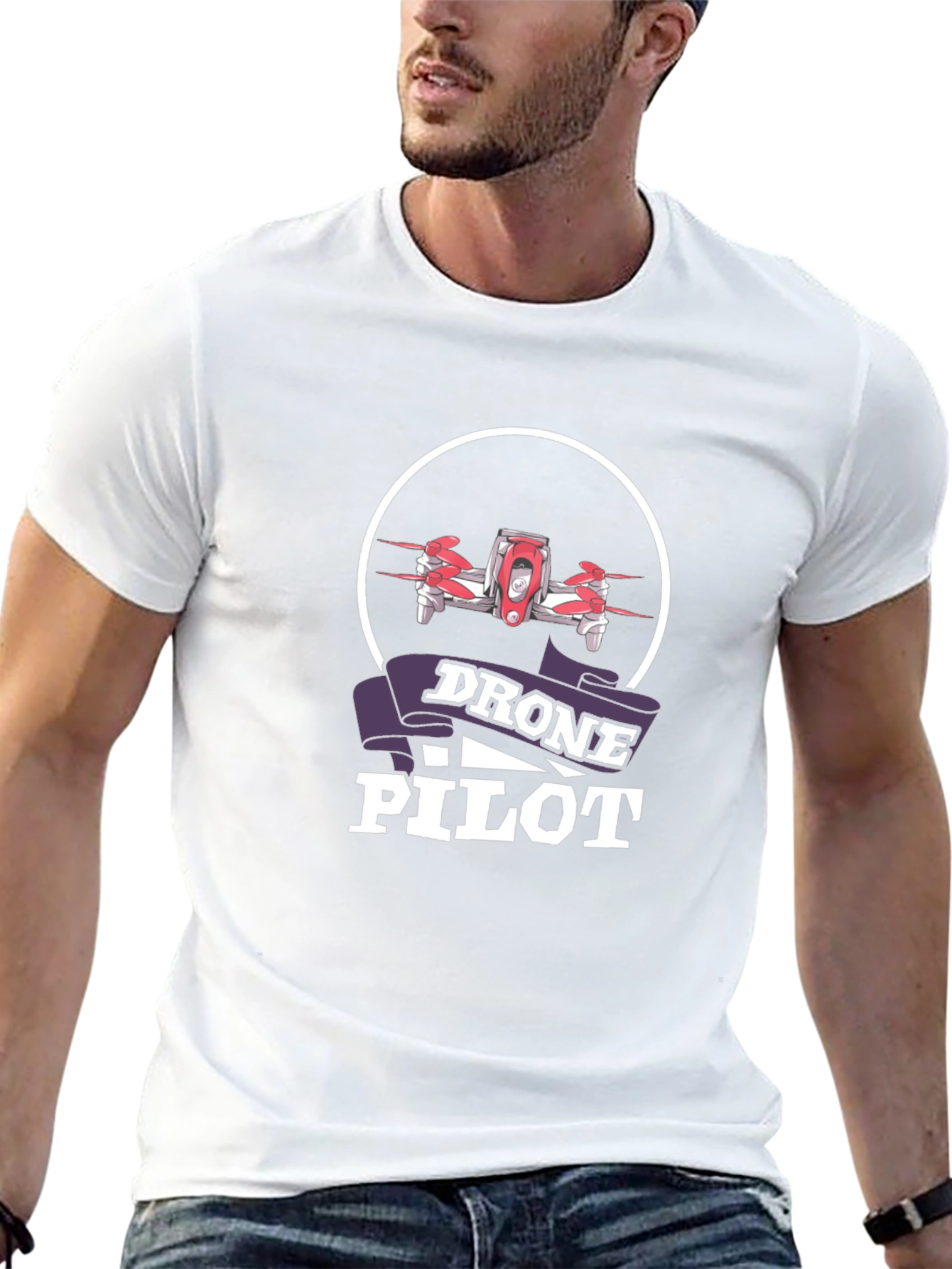 Drone Pilot Graphic Tee - Black Cotton T-Shirt