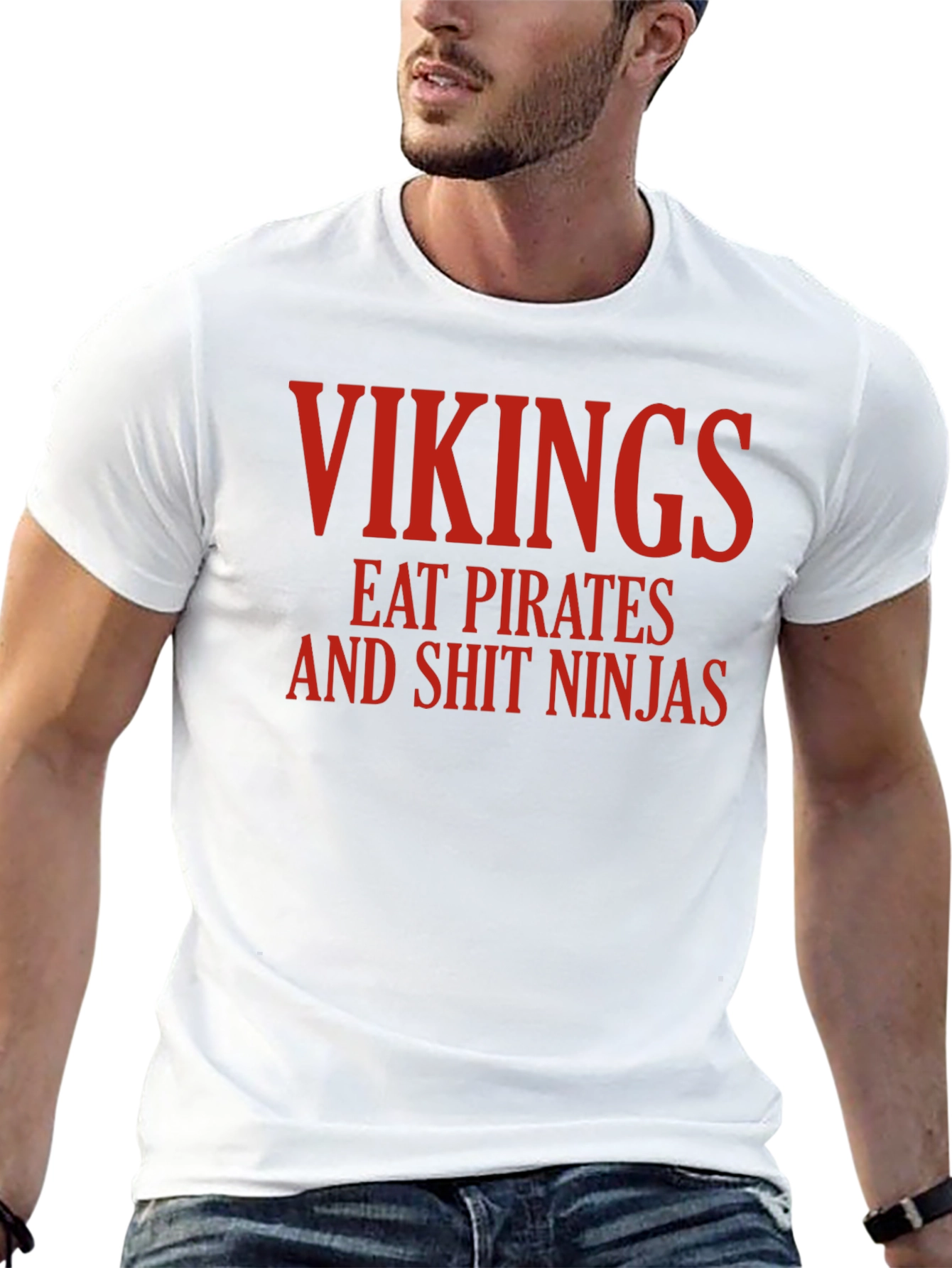 Vikings Eat Pirates Funny Graphic T-Shirt