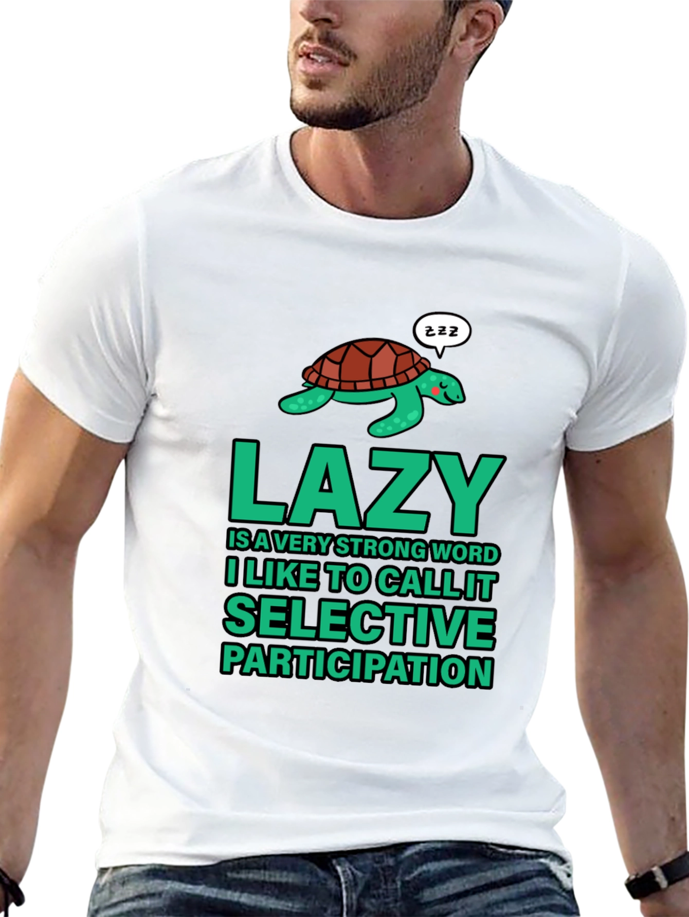 Lazy Turtle Graphic T-Shirt - Mens Black Cotton Tee