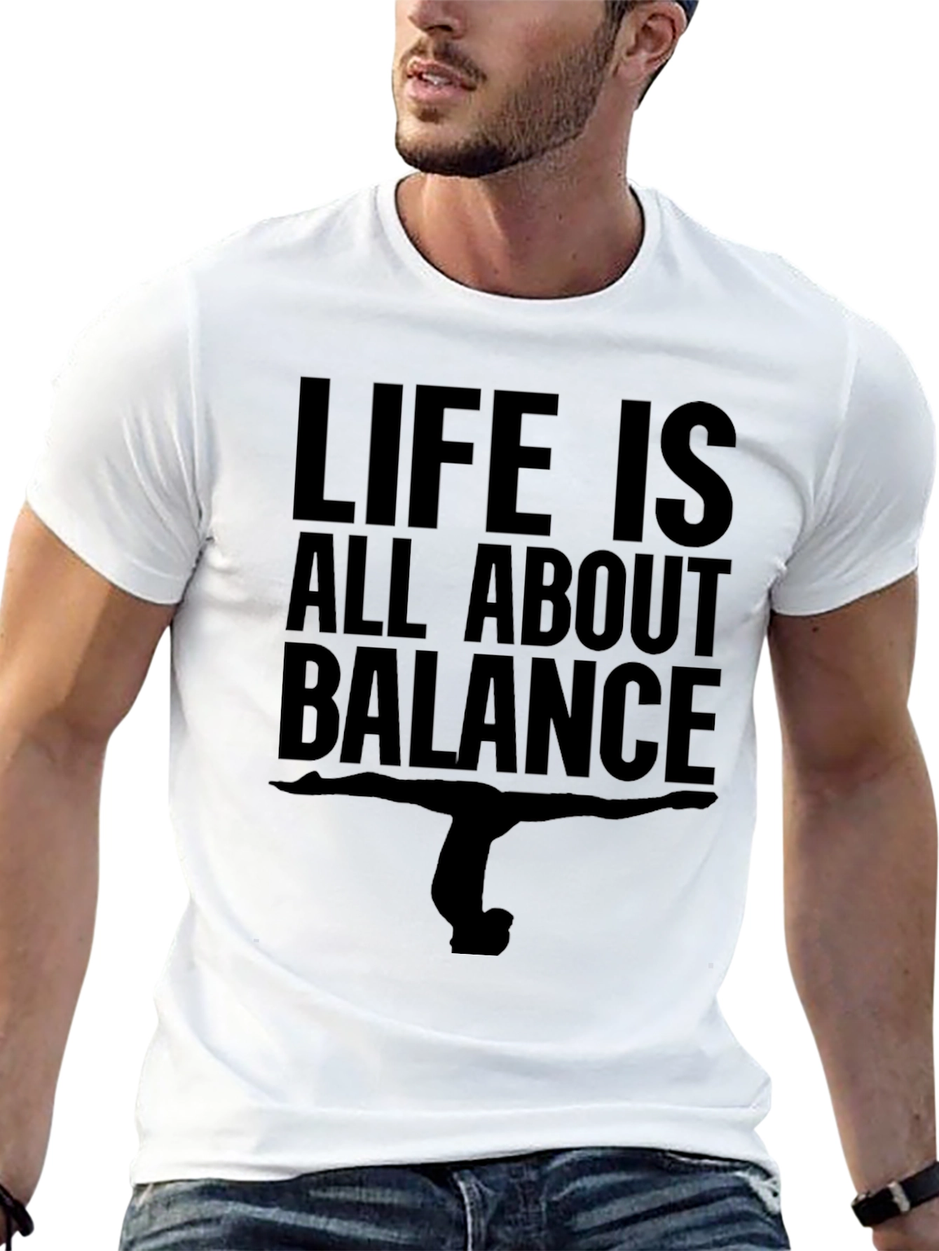 Life is Balance T-Shirt - Gymnast Pose Black Tee