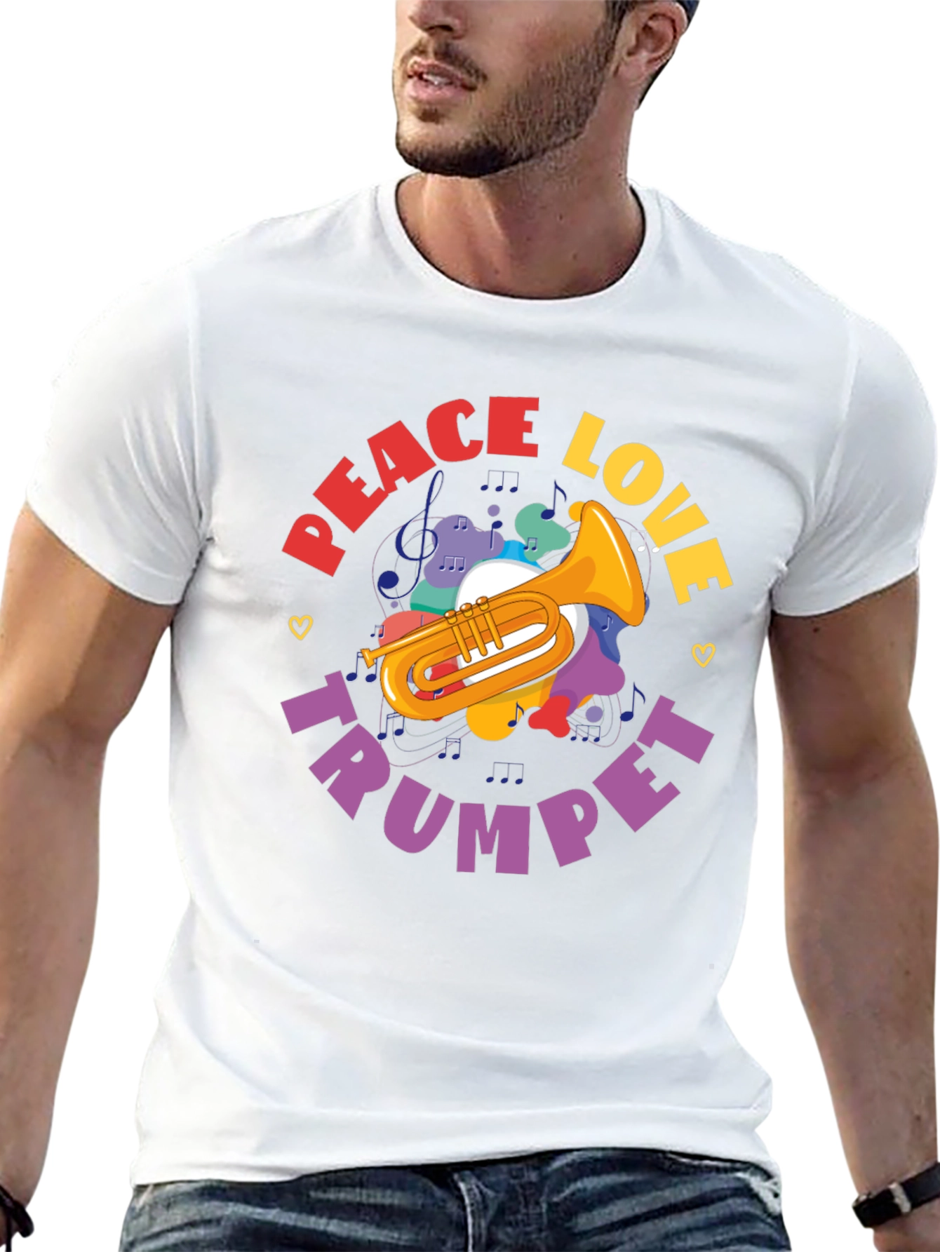 Peace Love Trumpet Graphic T-Shirt