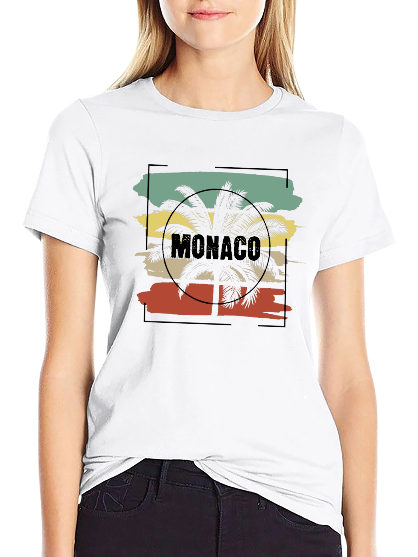 Monaco Palm Tree Graphic Tee - Retro Summer Style