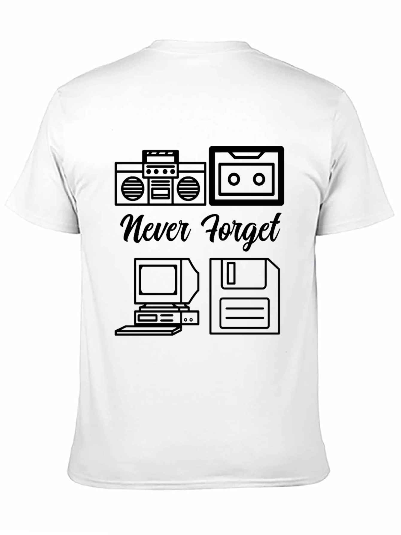 Never Forget Retro Tech Black T-Shirt