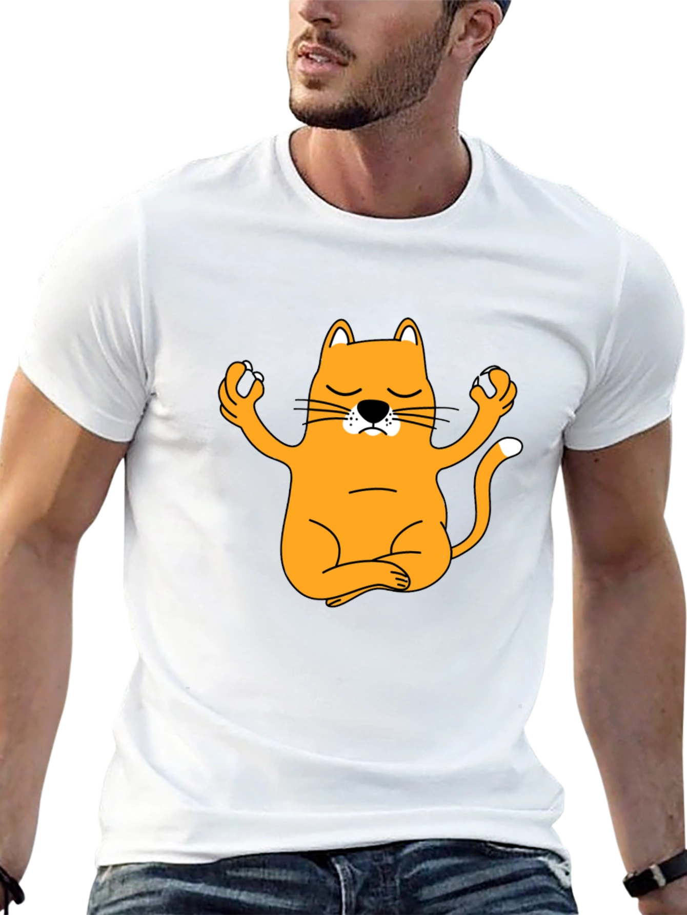 Meditating Cat Graphic T-Shirt