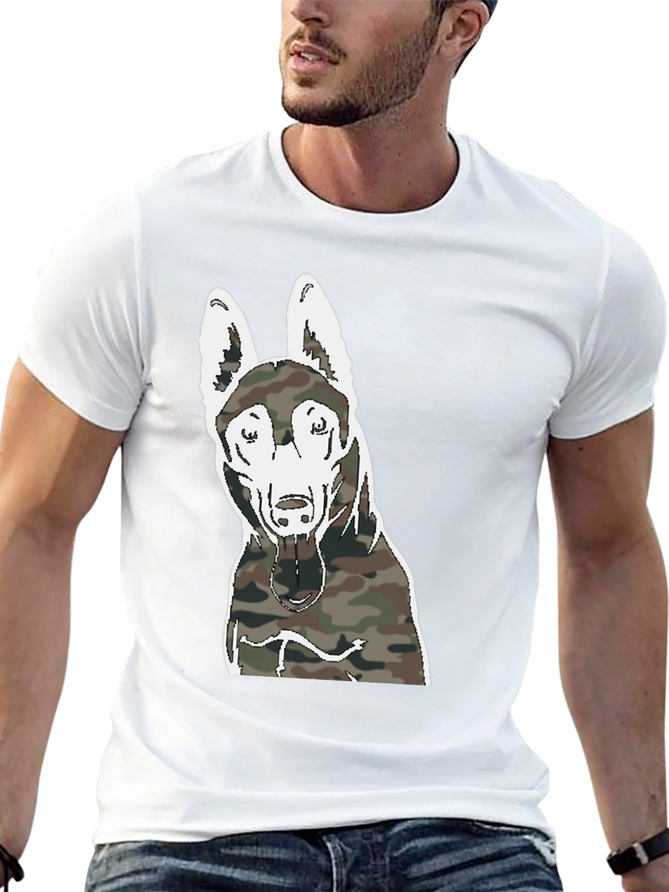 Camouflage Dog Graphic T-Shirt