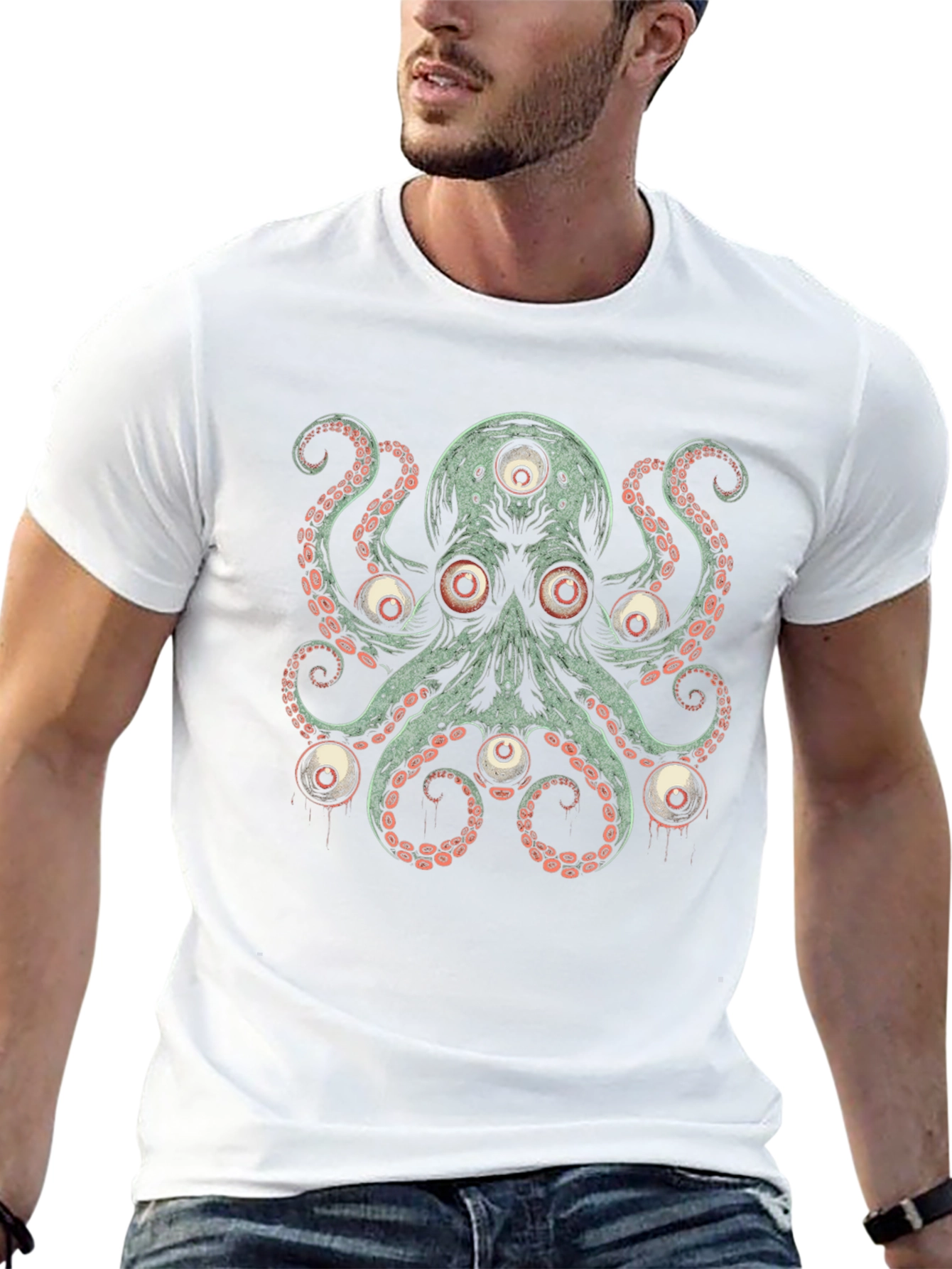 Eye-Catching Octopus Graphic Print Black T-Shirt