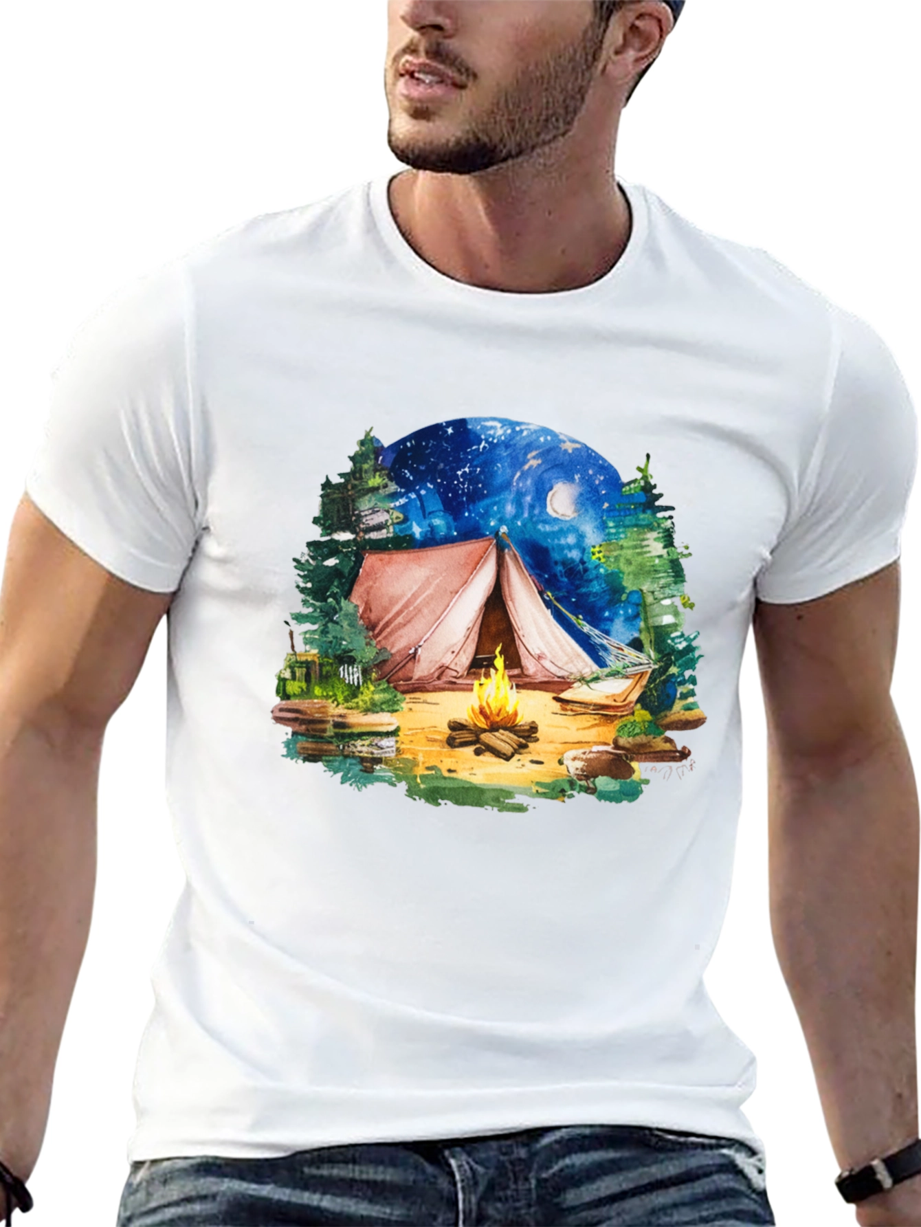 Camping Tent Bonfire Graphic Tee