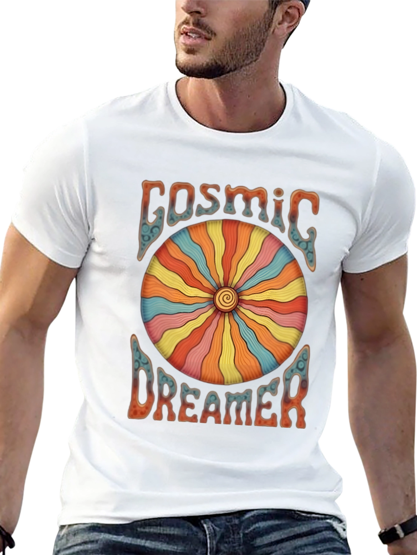Cosmic Dreamer Graphic T-Shirt - Retro Style