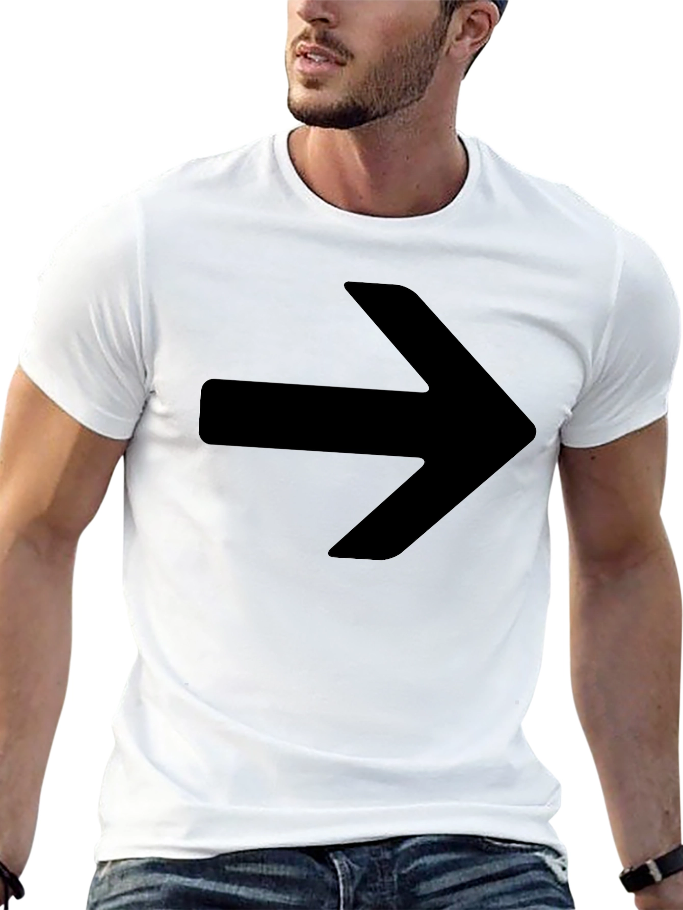 Right Arrow Graphic Tee - Black Cotton Blend