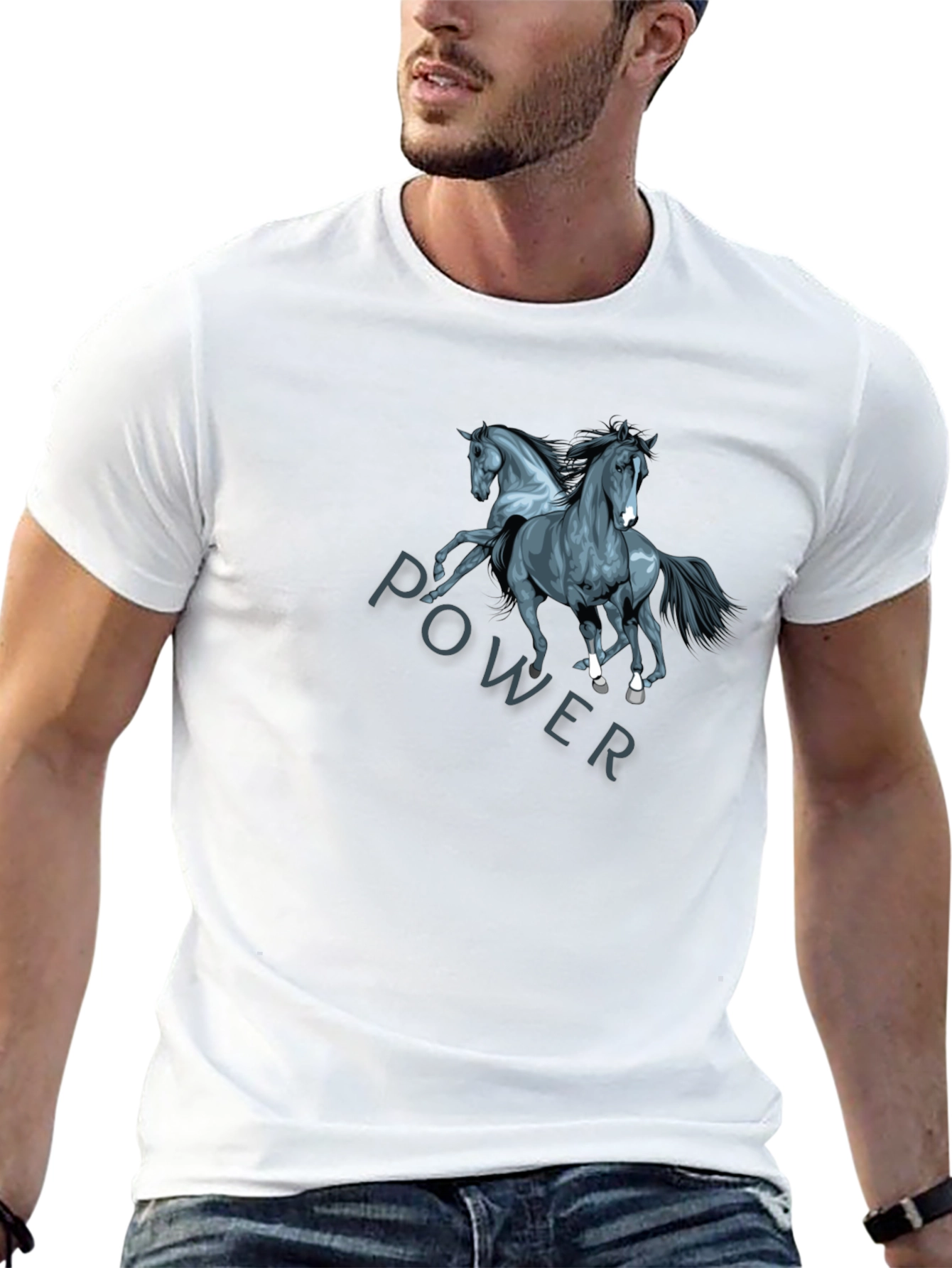 Power Horse Graphic Tee - Black Cotton T-Shirt