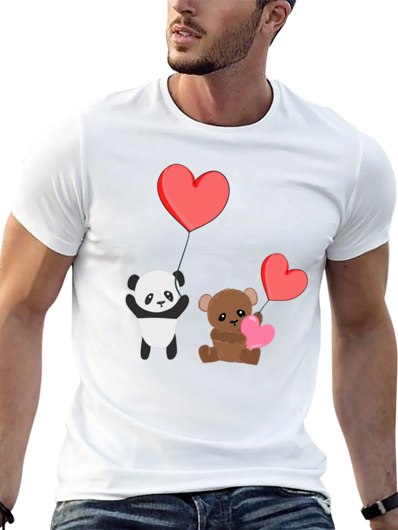 Cute Panda & Teddy Bear Valentines T-Shirt